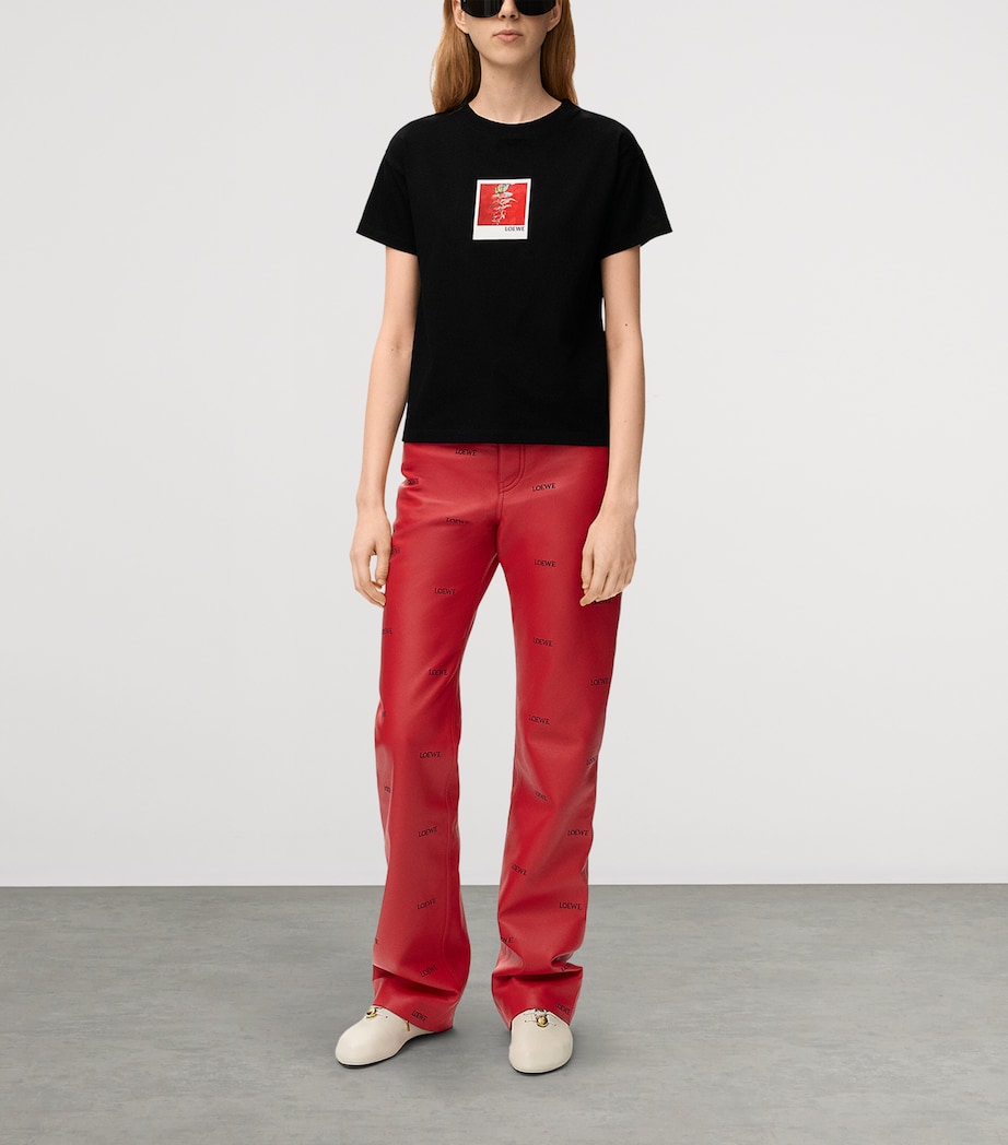 LOEWE Womens Stretch-Cotton Polaroid T-Shirt Black Image 2