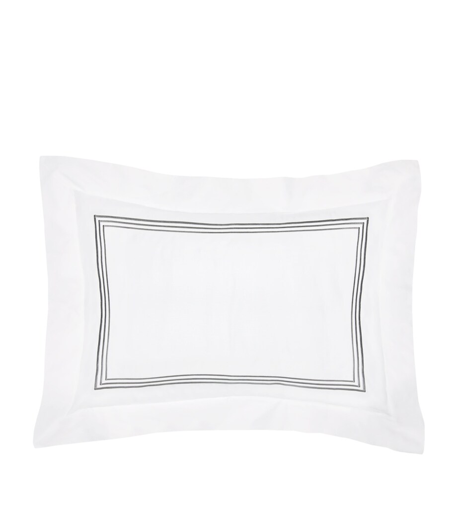 Pratesi Tre Righe Pillowcase (50cm x 90cm) Wht/charcoal Image 1