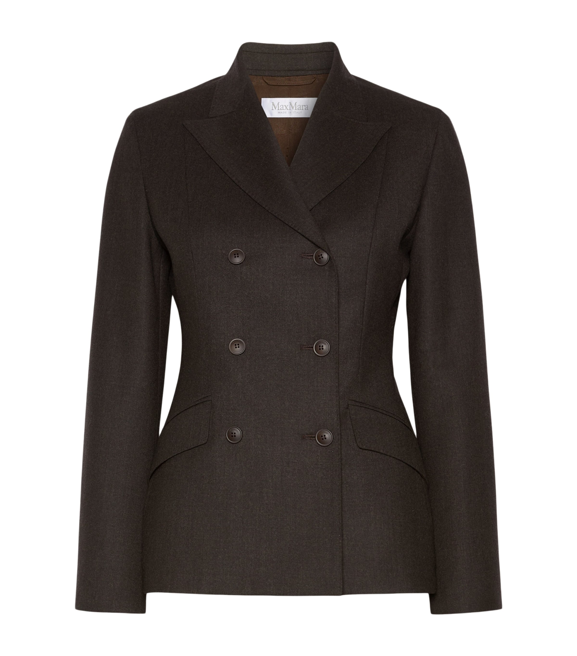 Max Mara Womens Virgin Wool Blazer Dark Brown Image 1
