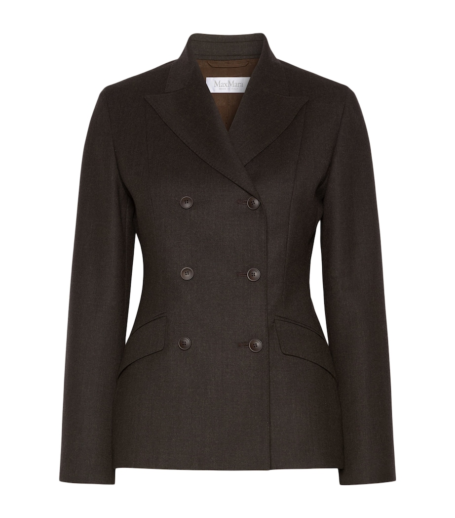 Max Mara Womens Virgin Wool Blazer Dark Brown Image 1