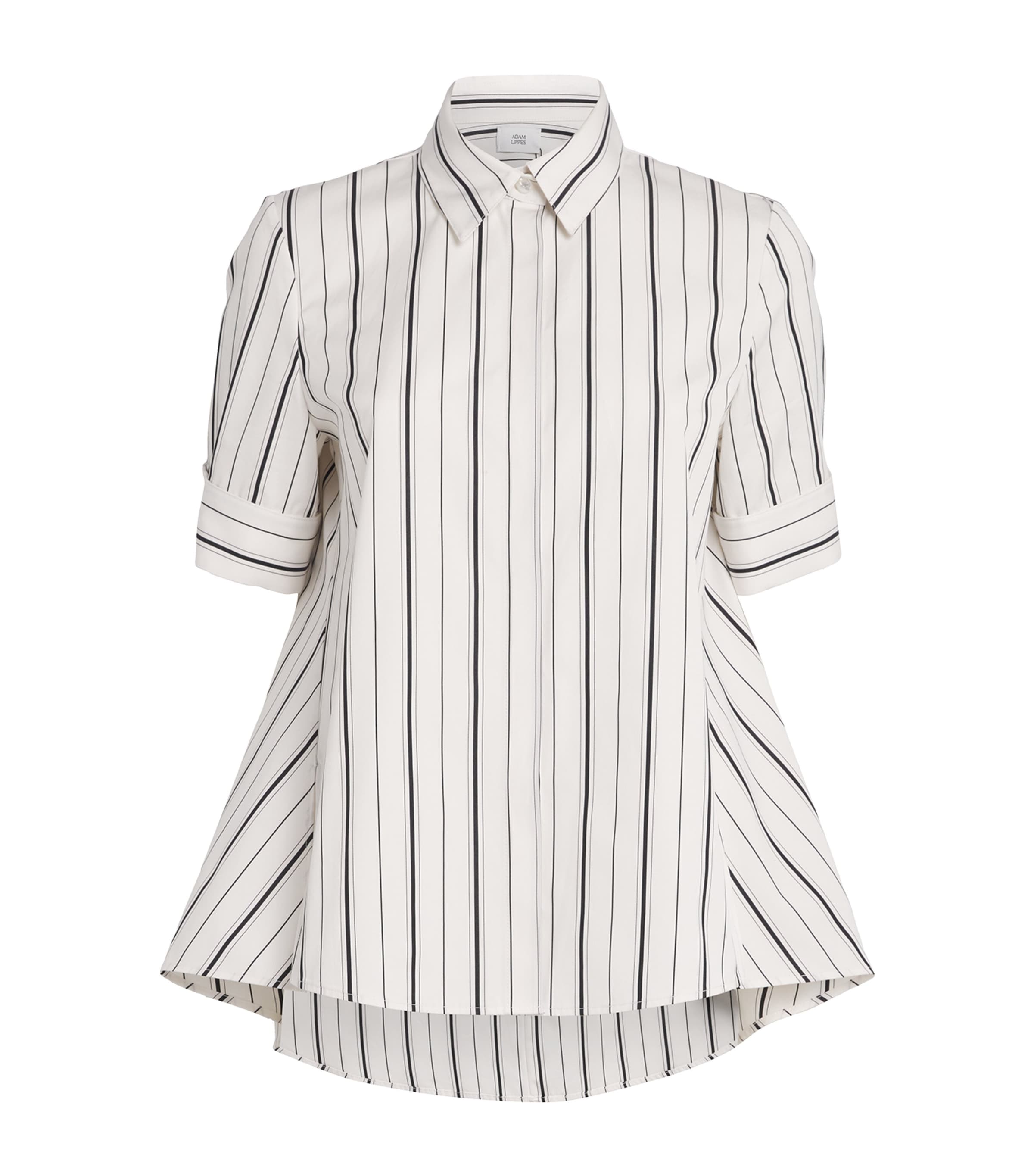Adam Lippes Cotton Stripe Trapeze Shirt In Neutral