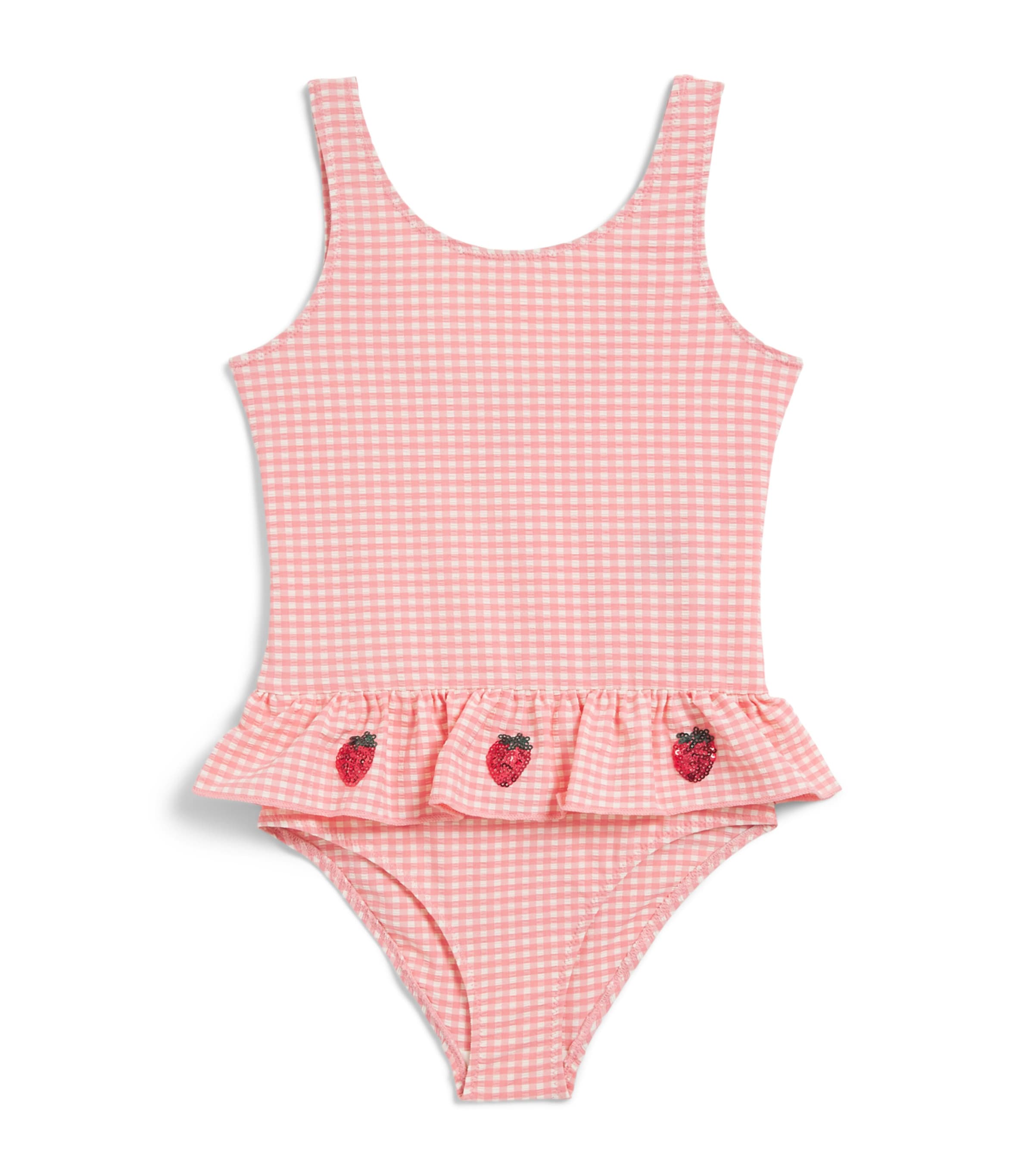 KONGES SLOJD Check Etta Swimsuit (6 Months-10 Years) Geranium Pink Image 1