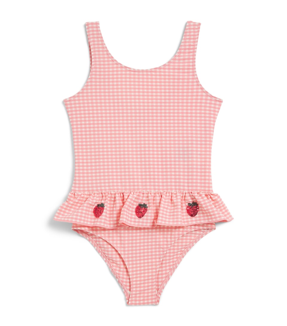 KONGES SLOJD Check Etta Swimsuit (6 Months-10 Years) Geranium Pink