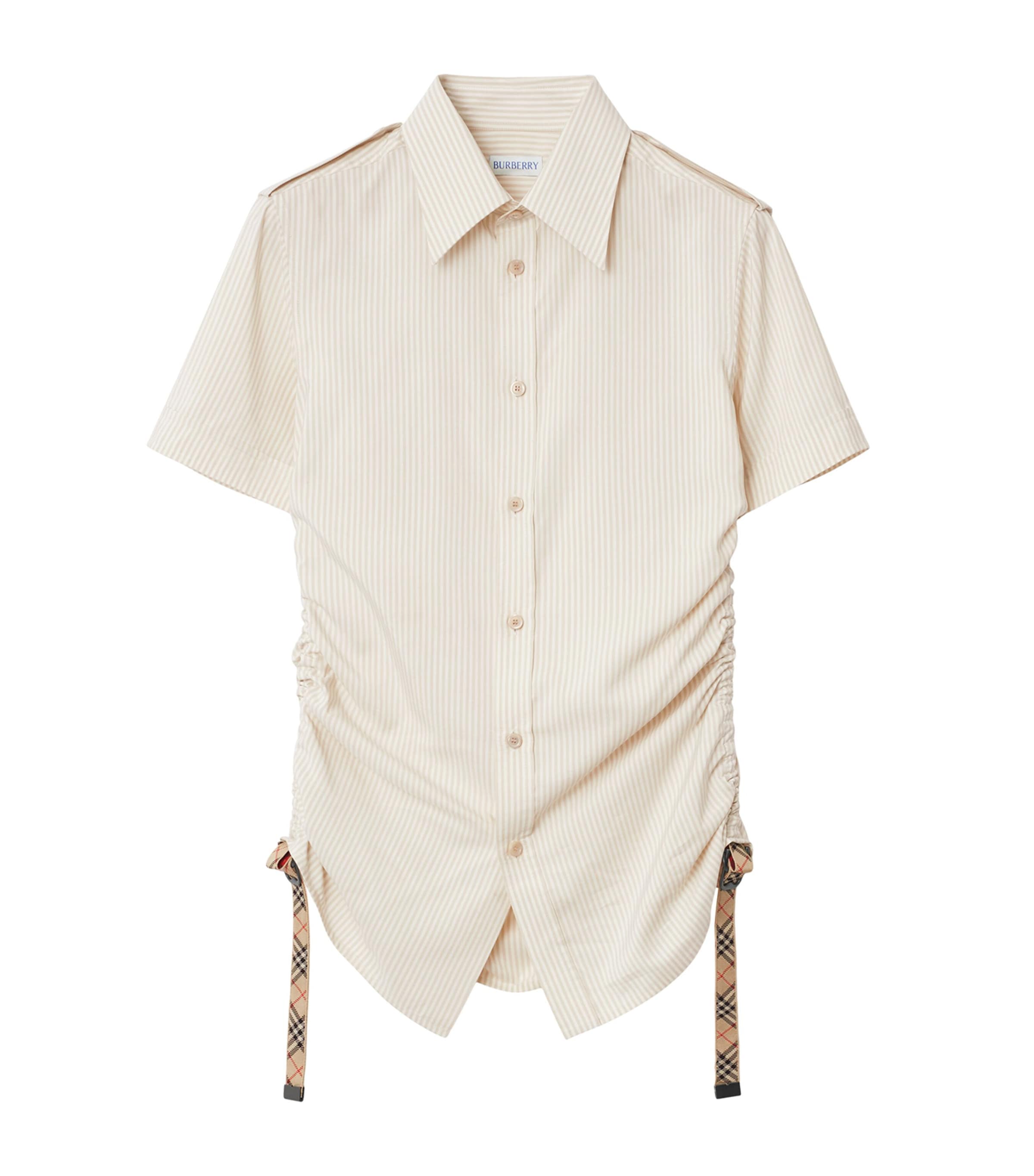 Burberry Silk Stripe Shirt In Neutral