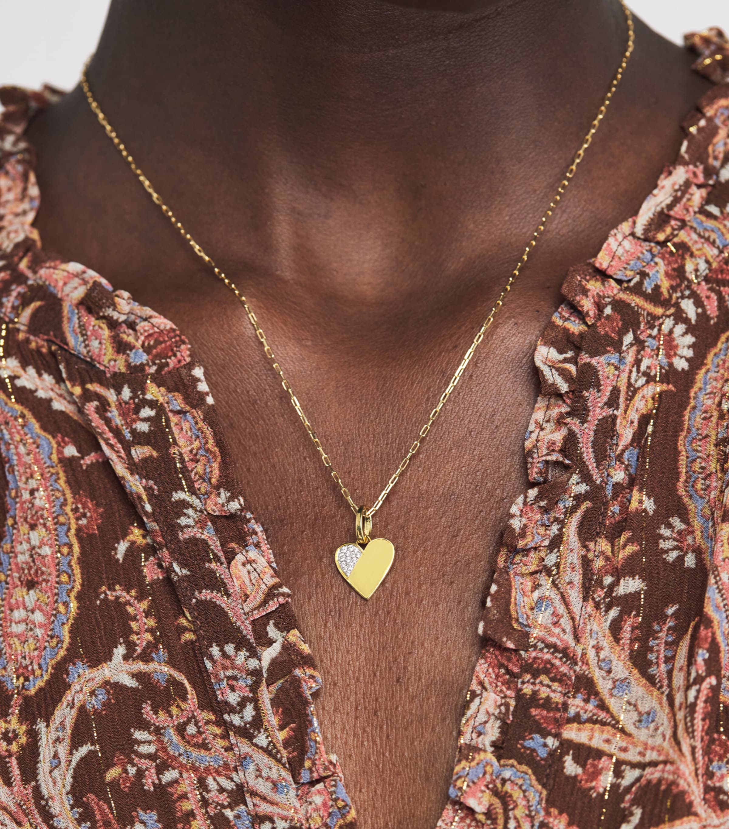 Jade Trau Mini Yellow Gold and Diamond Heart Charm Yellow Gold Image 4