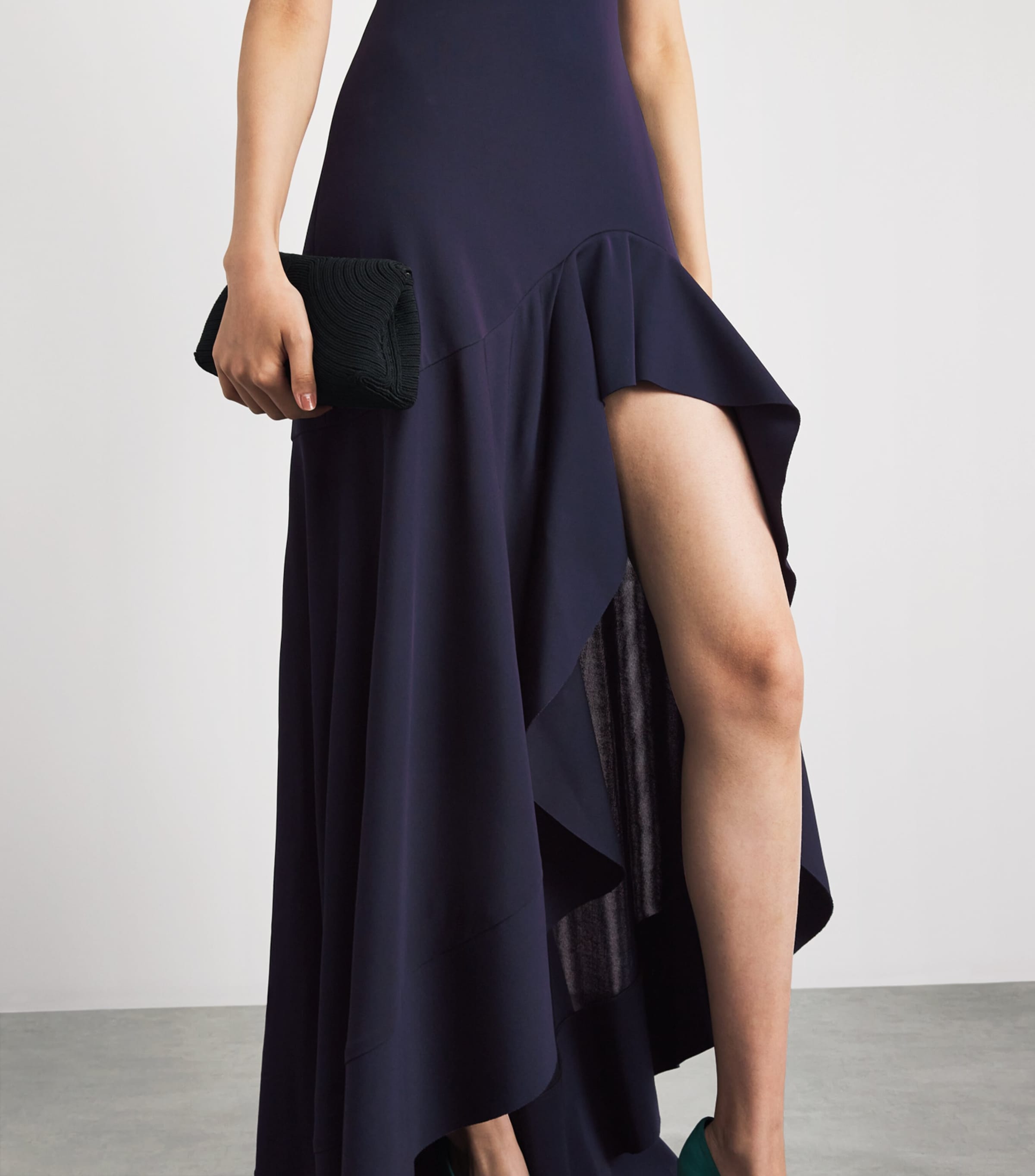 Stella McCartney Womens Georgette Ruffled Asymmetric Gown Ink Image 5