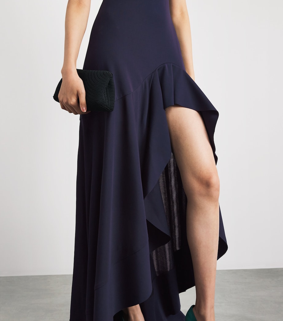 Stella McCartney Womens Georgette Ruffled Asymmetric Gown Ink Image 5