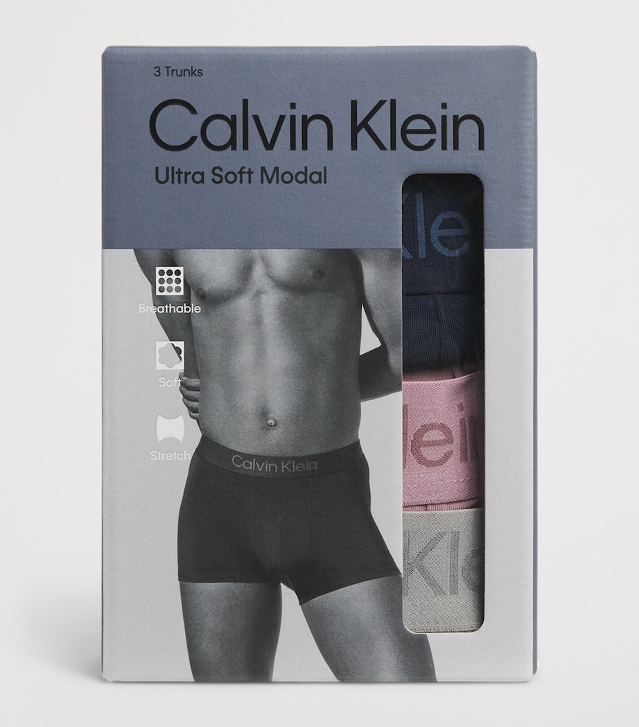 Calvin Klein Mens Ultra Soft Modal Trunks (Pack of 3) Dark Sapphire/d Image 4