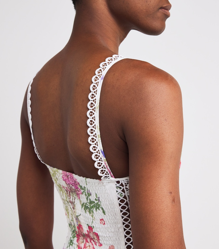 Lace-Trim Gardenia Mini Dress WHITE BOTANICAL Image 4