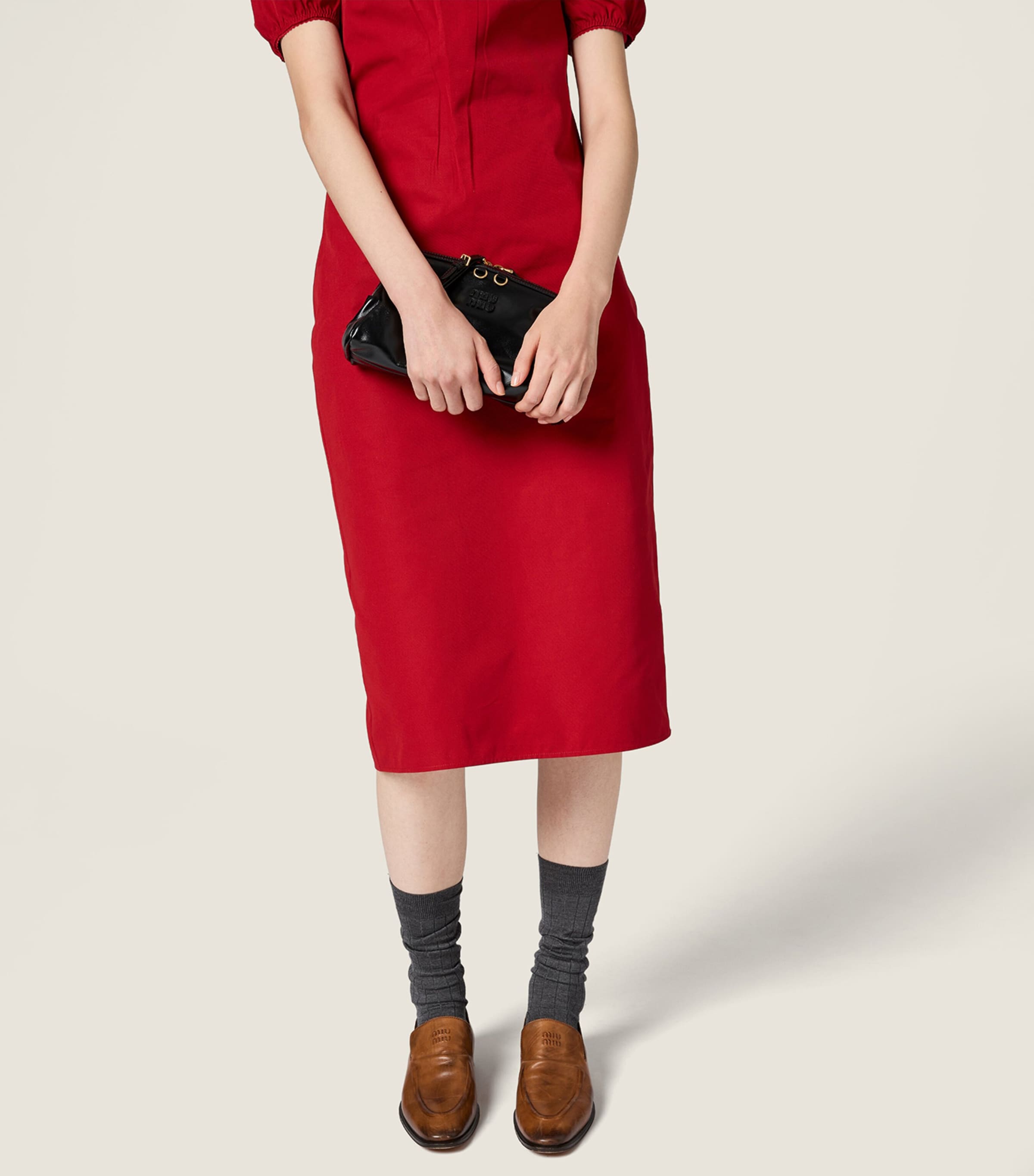 Miu Miu Womens Cotton Logo Midi Dress Image 5