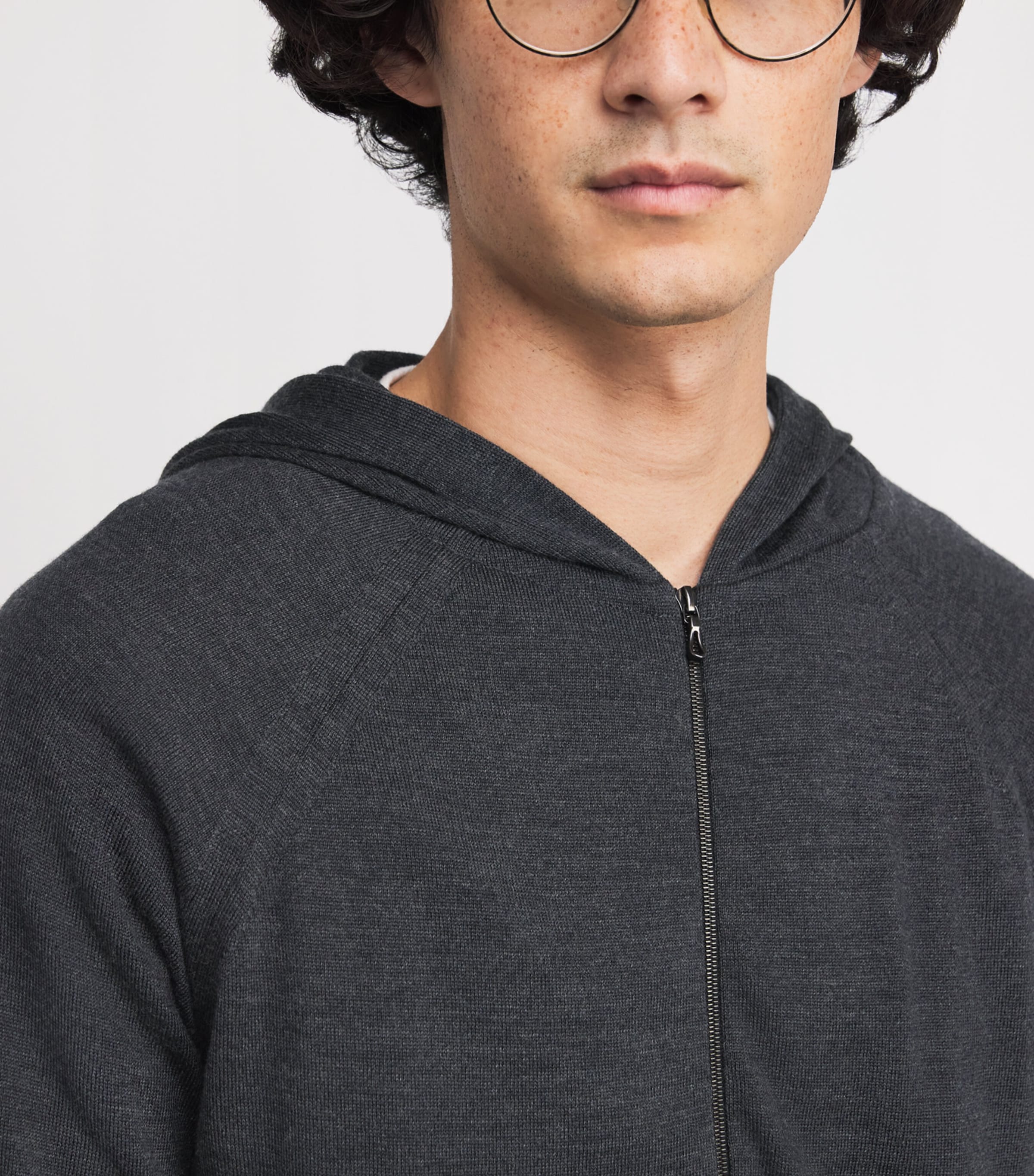 John Smedley Grey Extra Fine Merino Wool Carty Zip-Up Hoodie