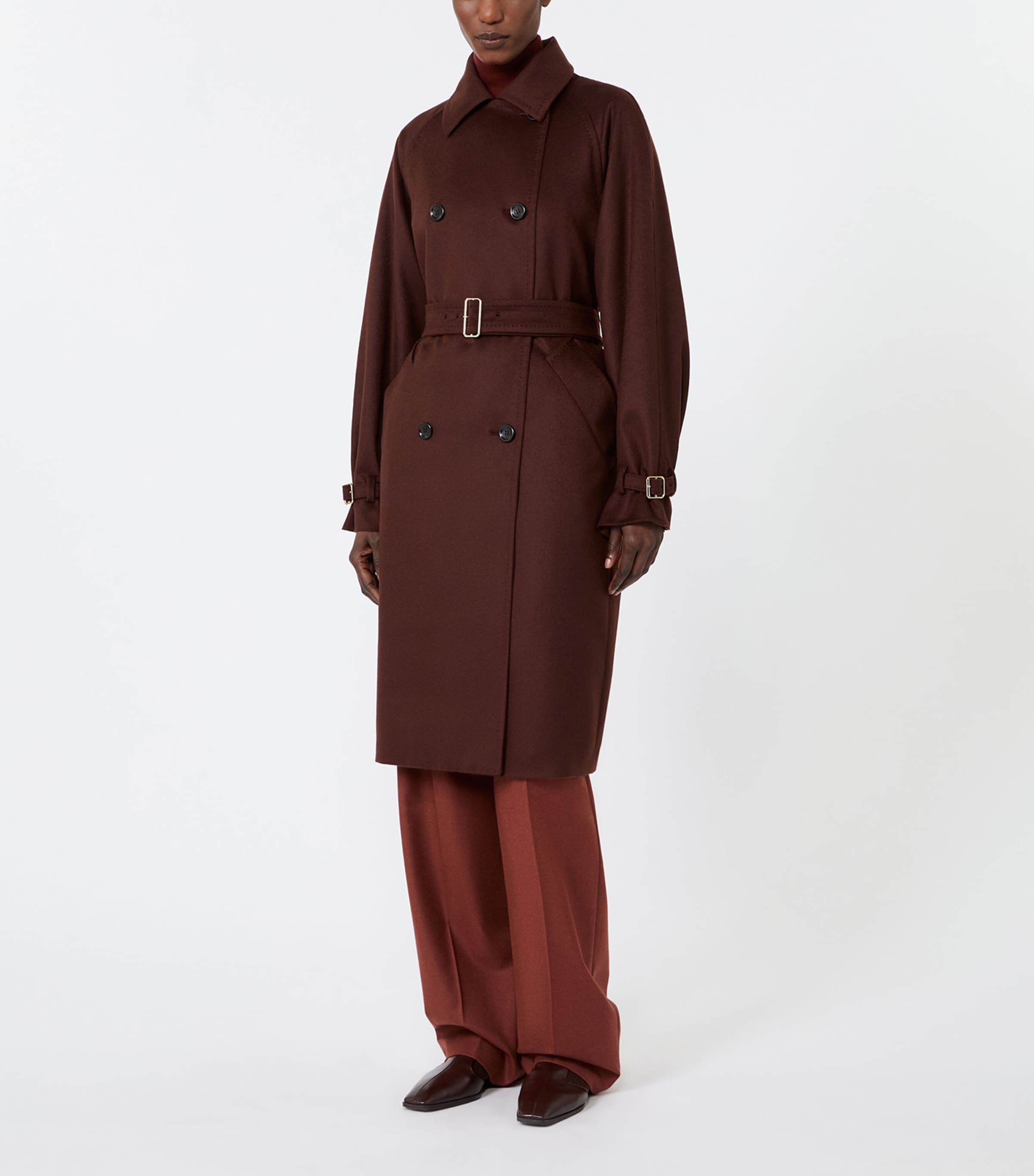 Max Mara Womens Cashmere Trench Coat Rust Image 2