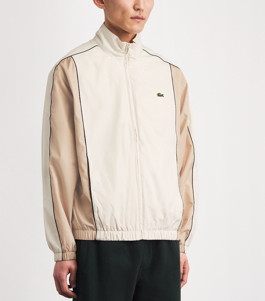 Lacoste Mens Taffeta Water-Repellent Track Jacket Cream Image 4