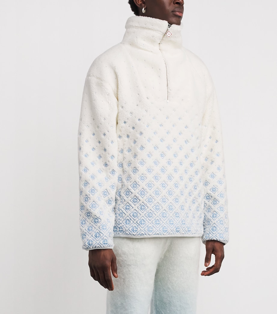 Embroidered Gradient Fleece Jacket WHITE Image 3