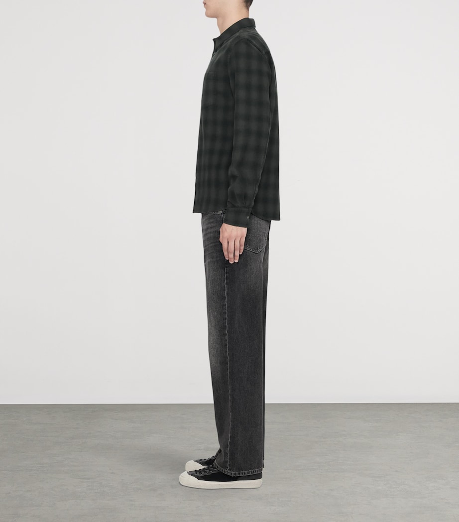 AllSaints Mens Organic Cotton Check Bower Shirt Anthracite Black Image 6