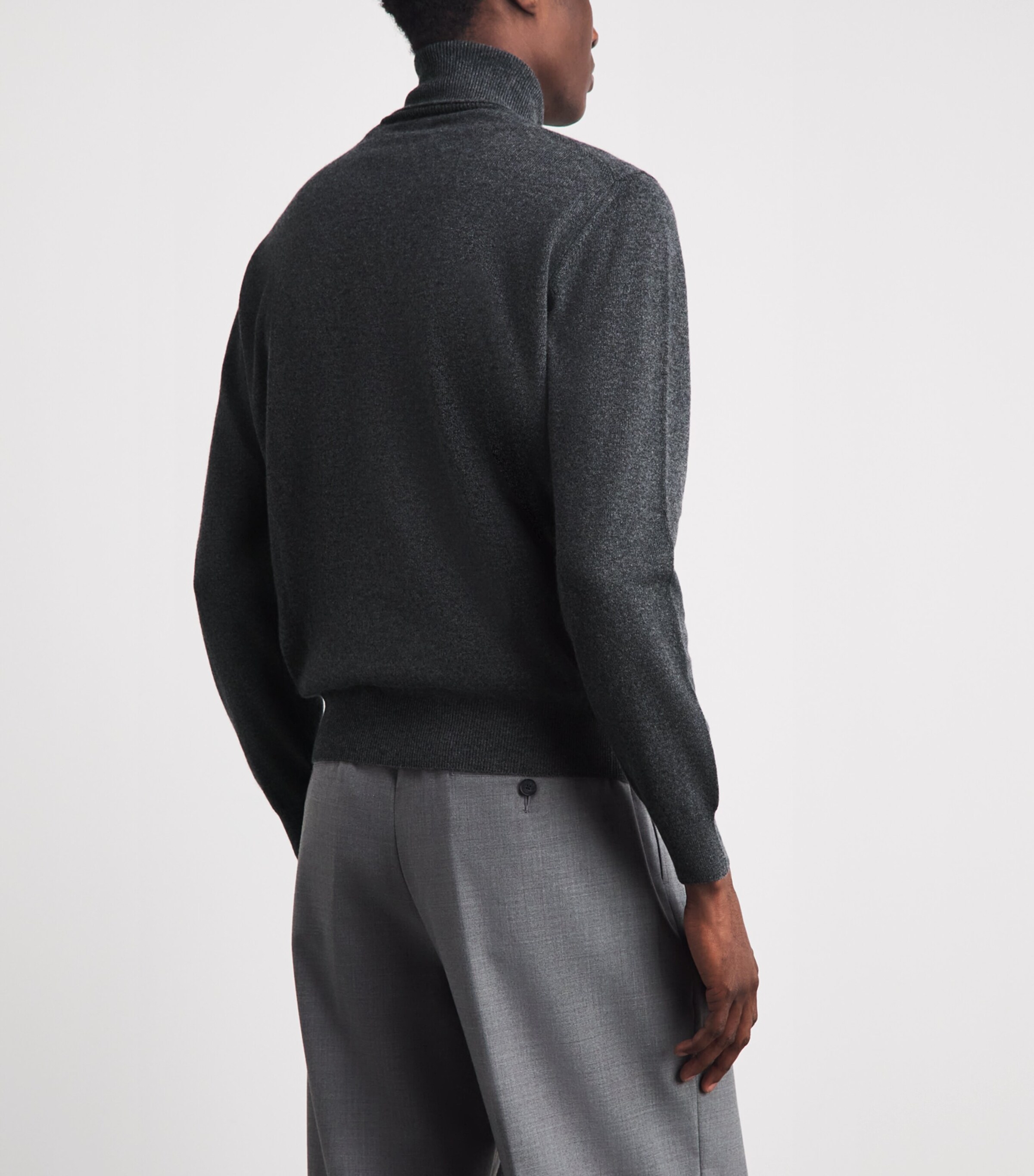 Corneliani Mens Cashmere Rollneck Sweater Grey Melange Drk Image 5