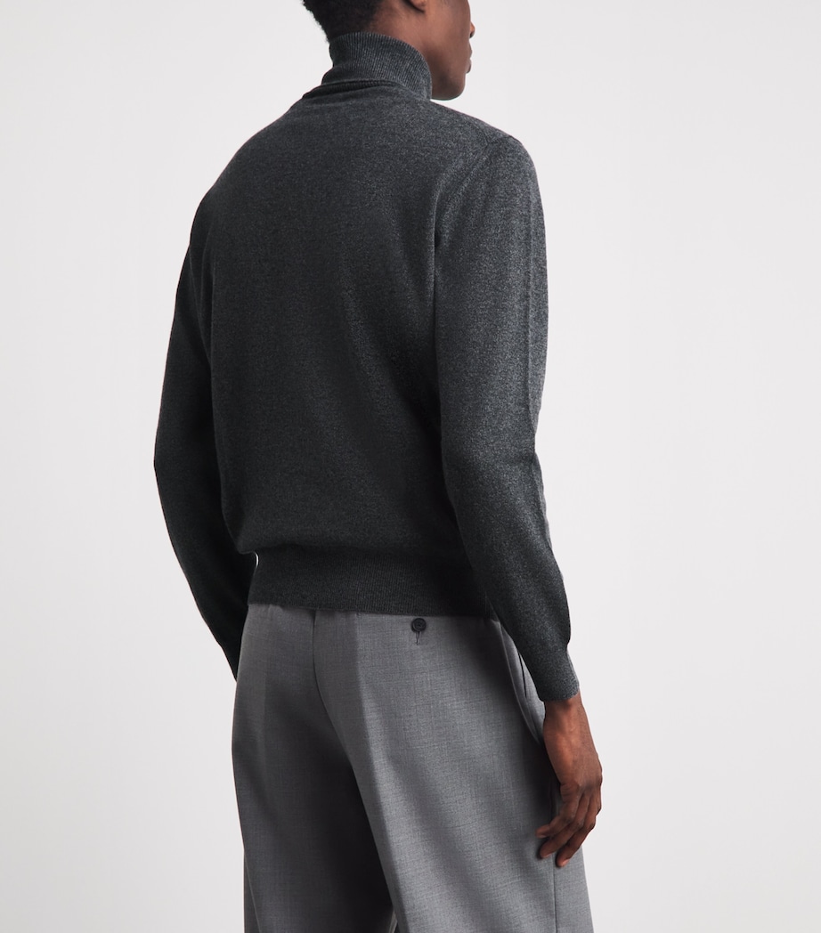 Corneliani Mens Cashmere Rollneck Sweater Grey Melange Drk Image 5