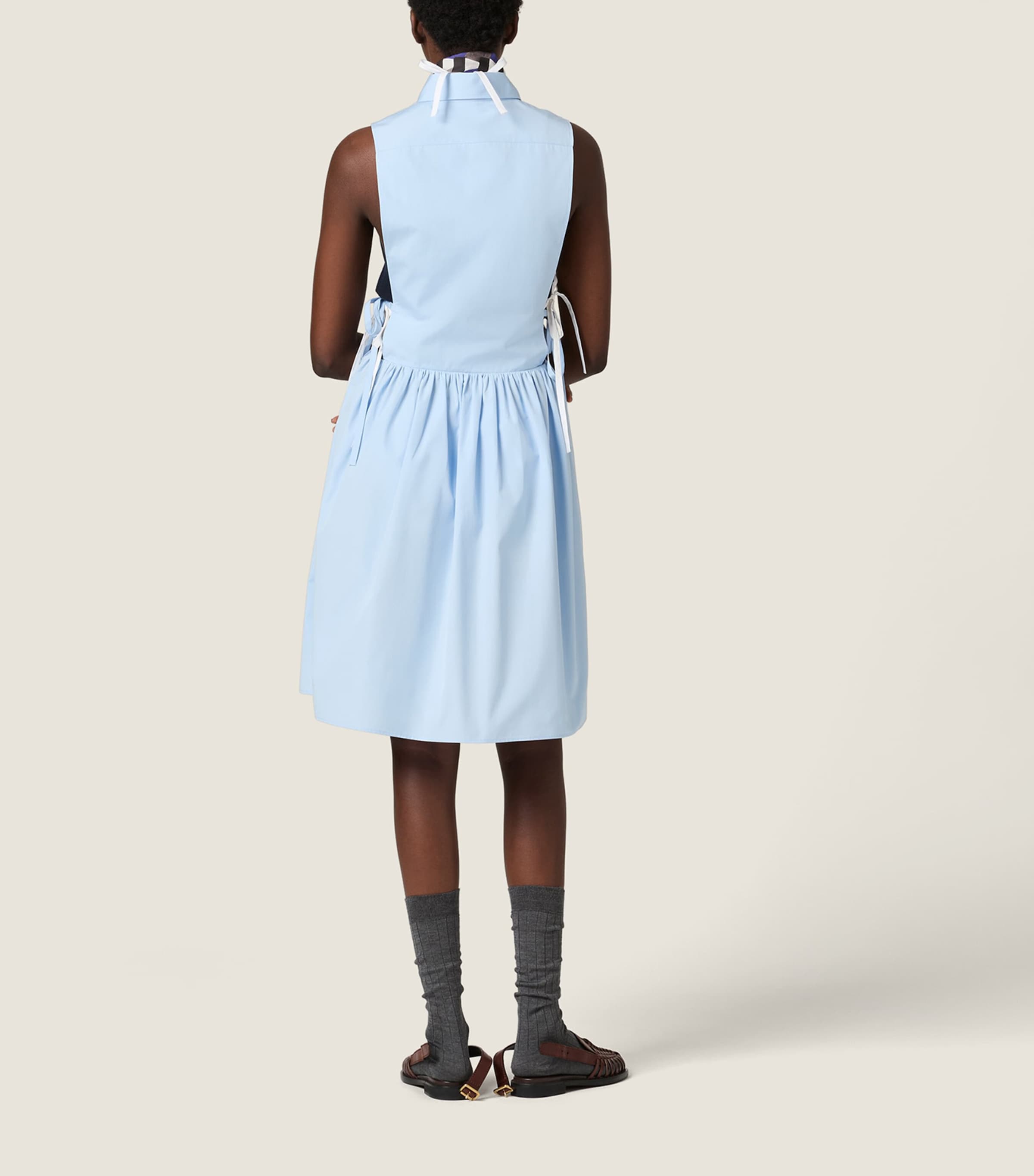 Miu Miu Womens Cotton Poplin Mini Dress Light Blue Image 3