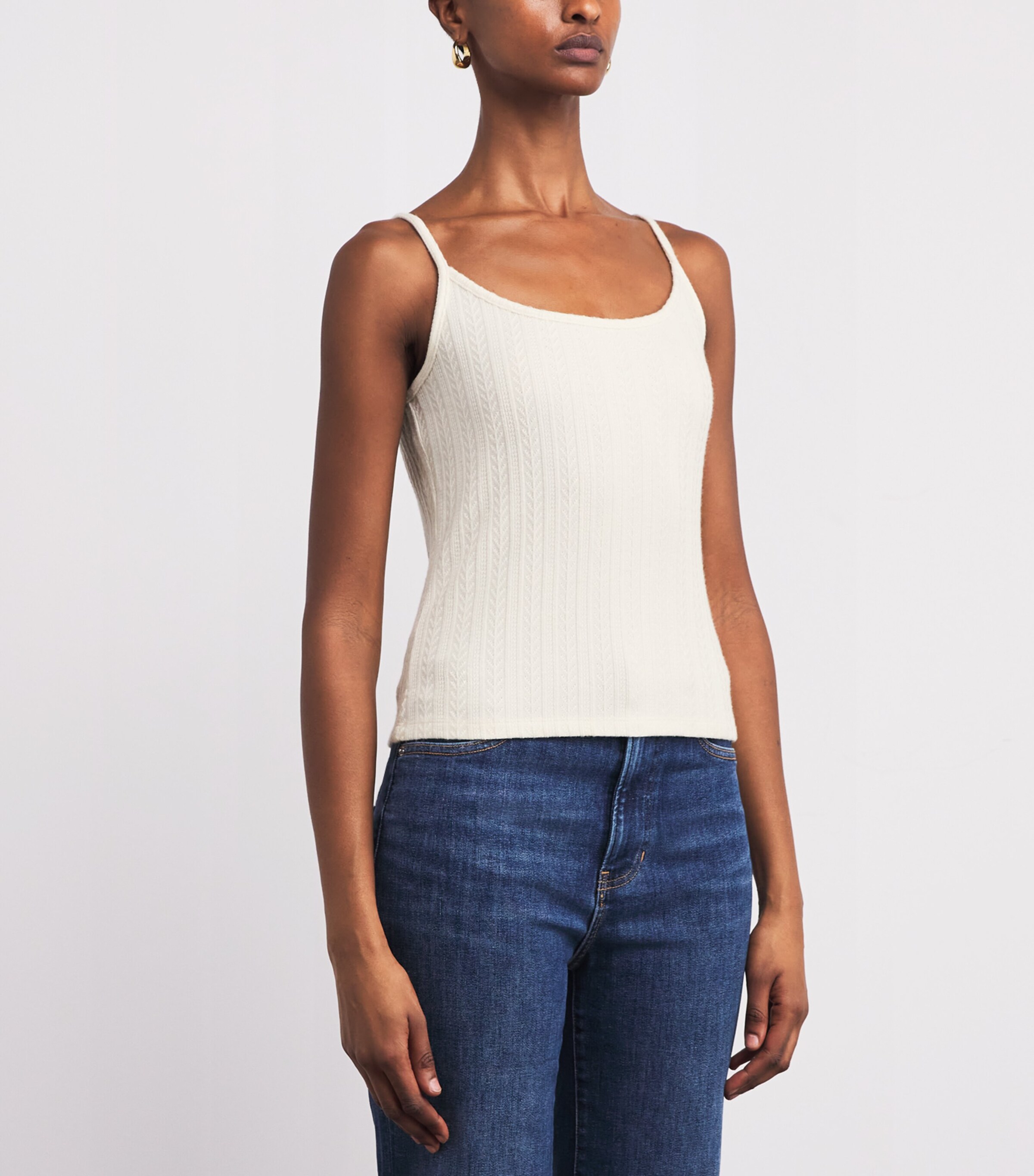 Pointelle-Knit Cami W0007 ECRU Image 3