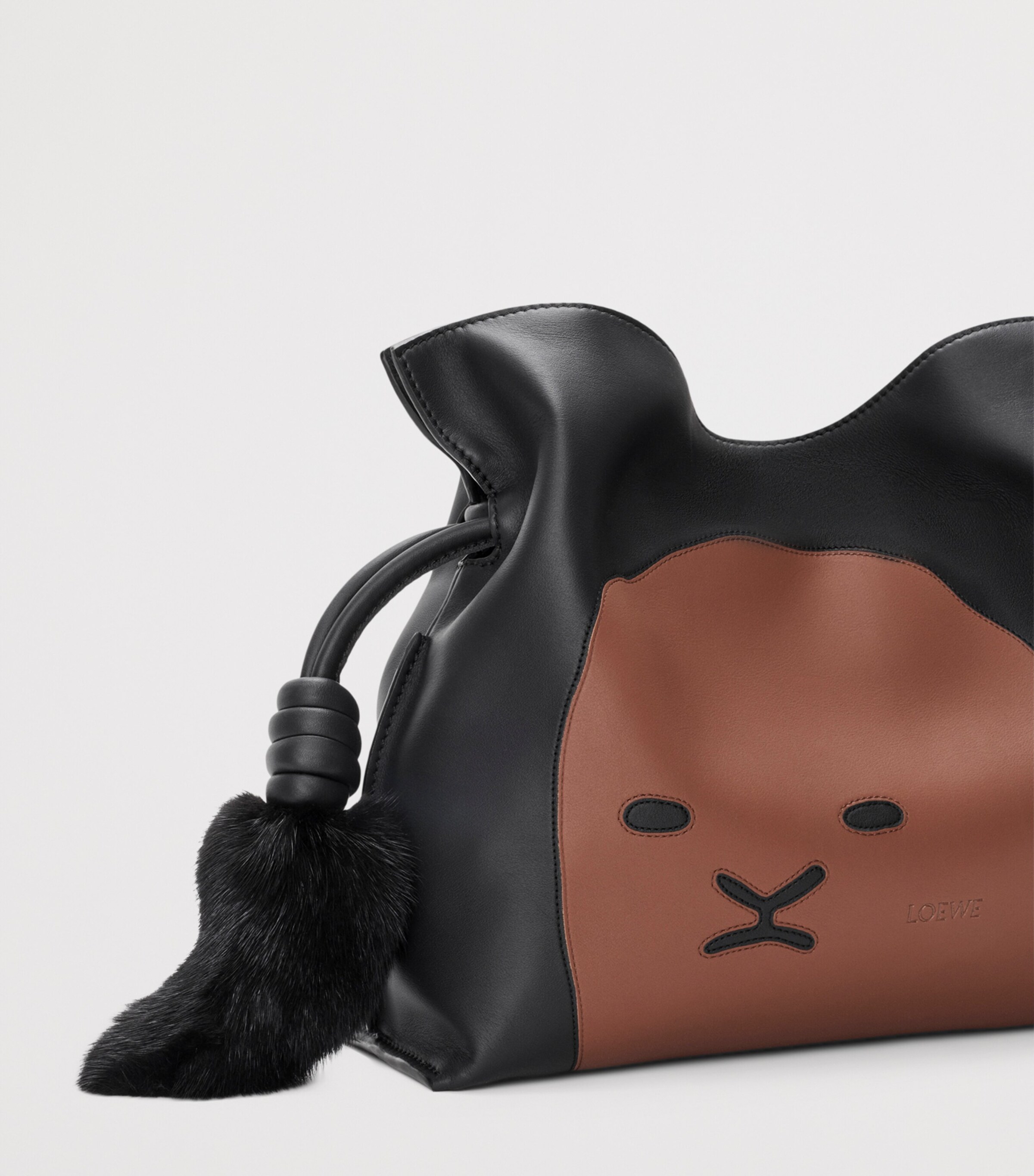 LOEWE Medium Lion Intarsio Flamenco Clutch Bag Black/pecan Image 7