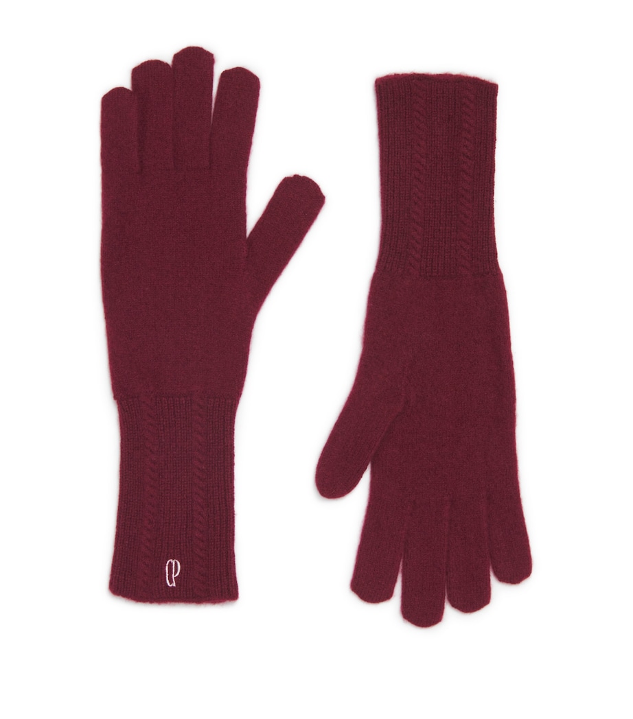 Cashmere-Blend Cable-Knit Gloves BURGUNDY Image 1