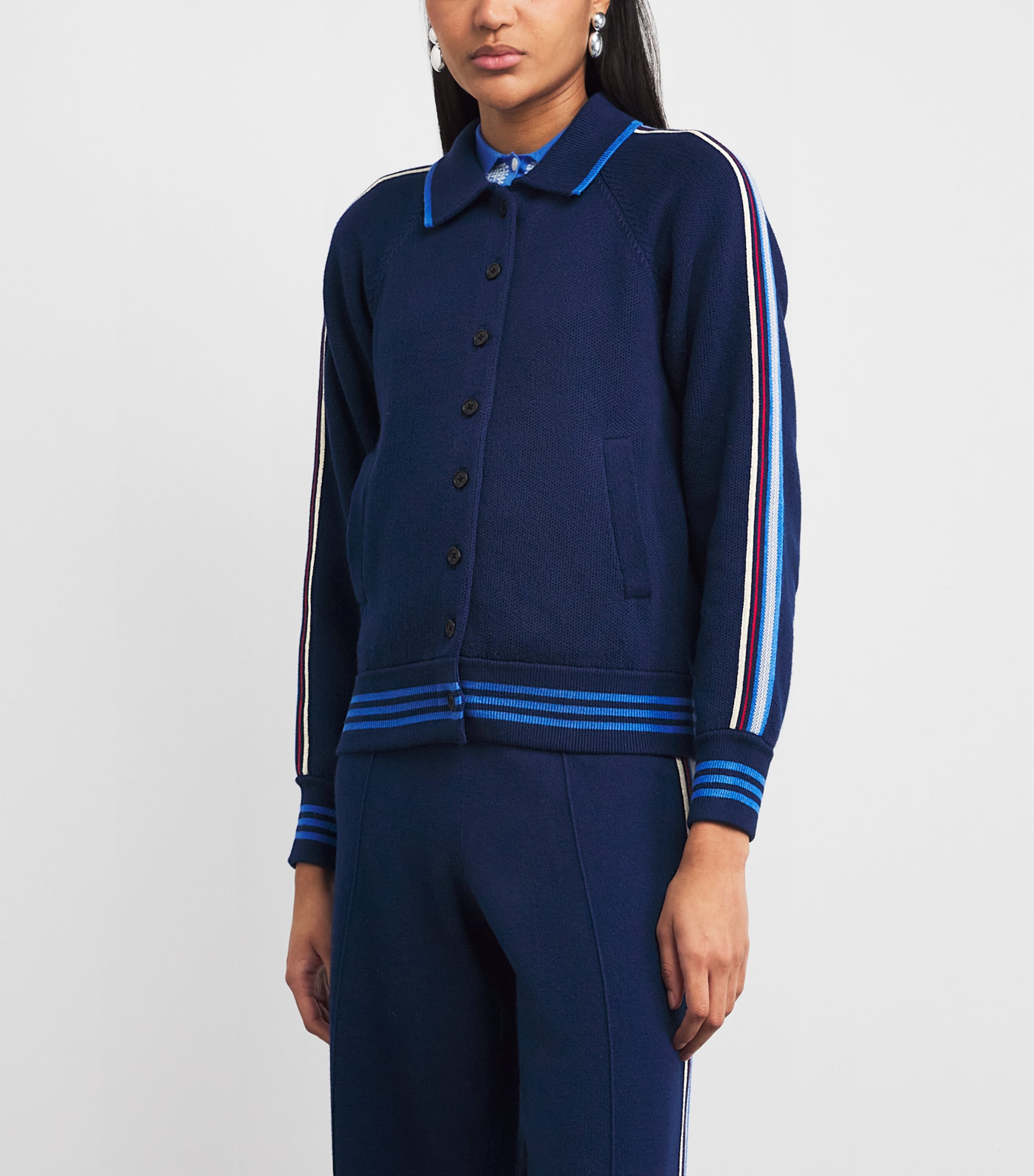 Guest In Residence Womens Cotton-Blend Varsity Cardigan Nav Navy Image 4