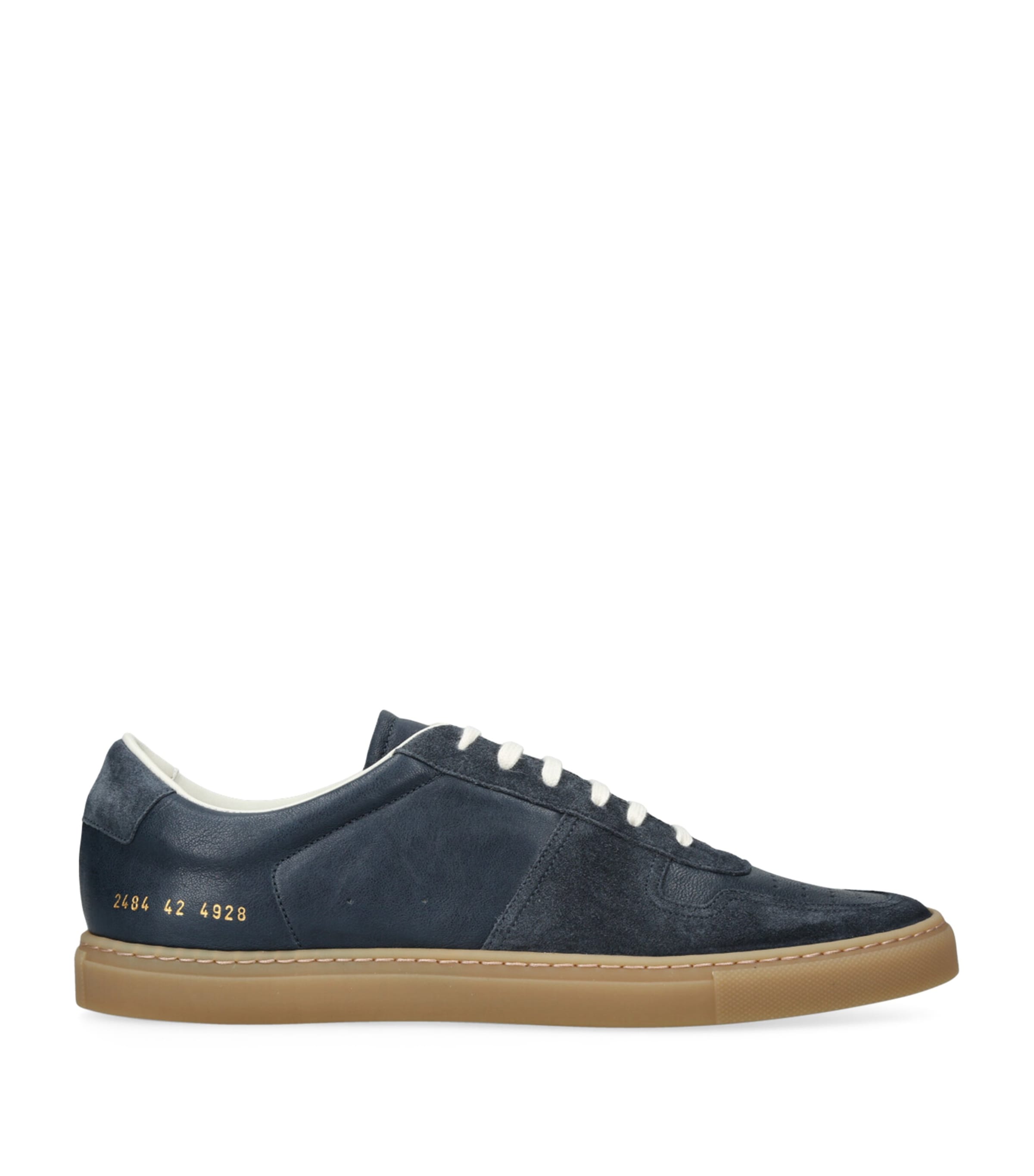 Leather and Suede BBall Sneakers NAVY Image 1