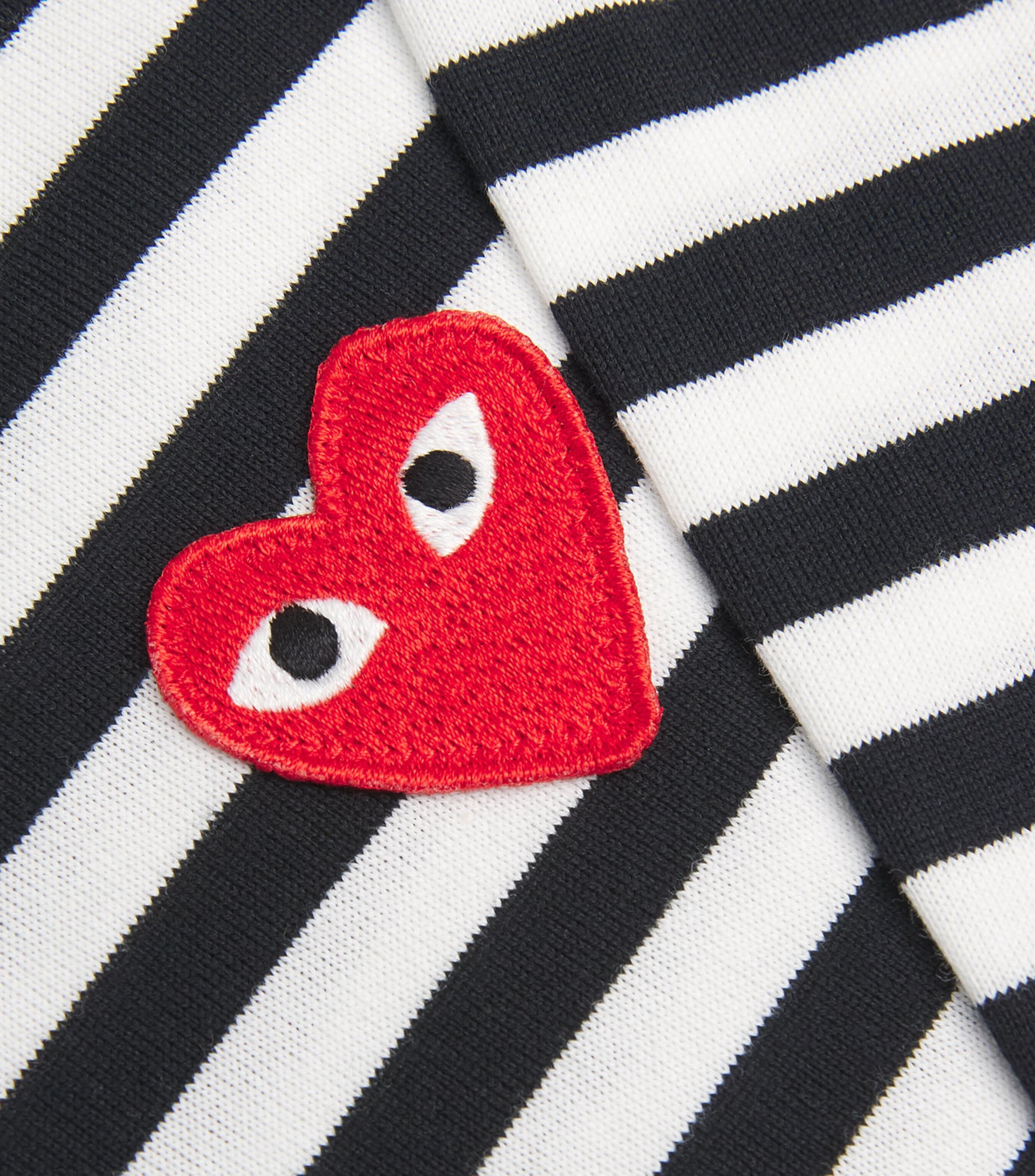Comme Des Garçons Play Mens Striped Heart Logo T-Shirt Black/white Image 5