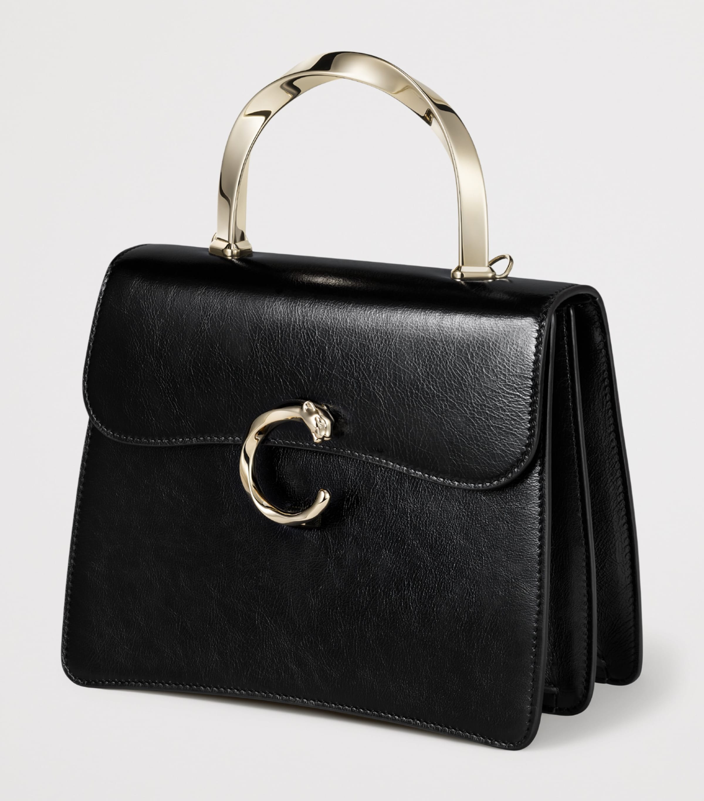 Cartier Mini Leather Panthère de Cartier Top-Handle Bag Black Image 4