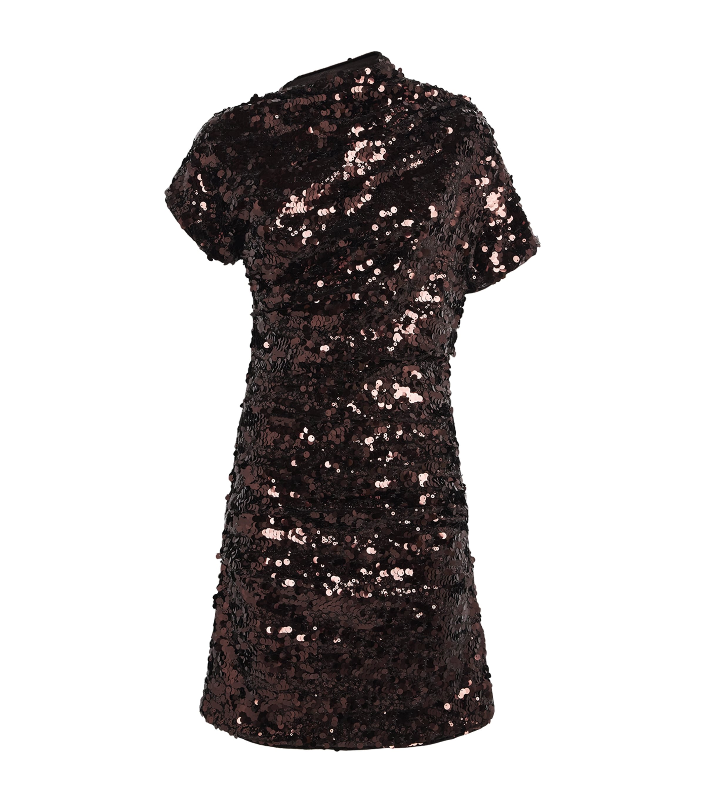 GANNI Brown Sequin Draped Mini Dress | Harrods OM