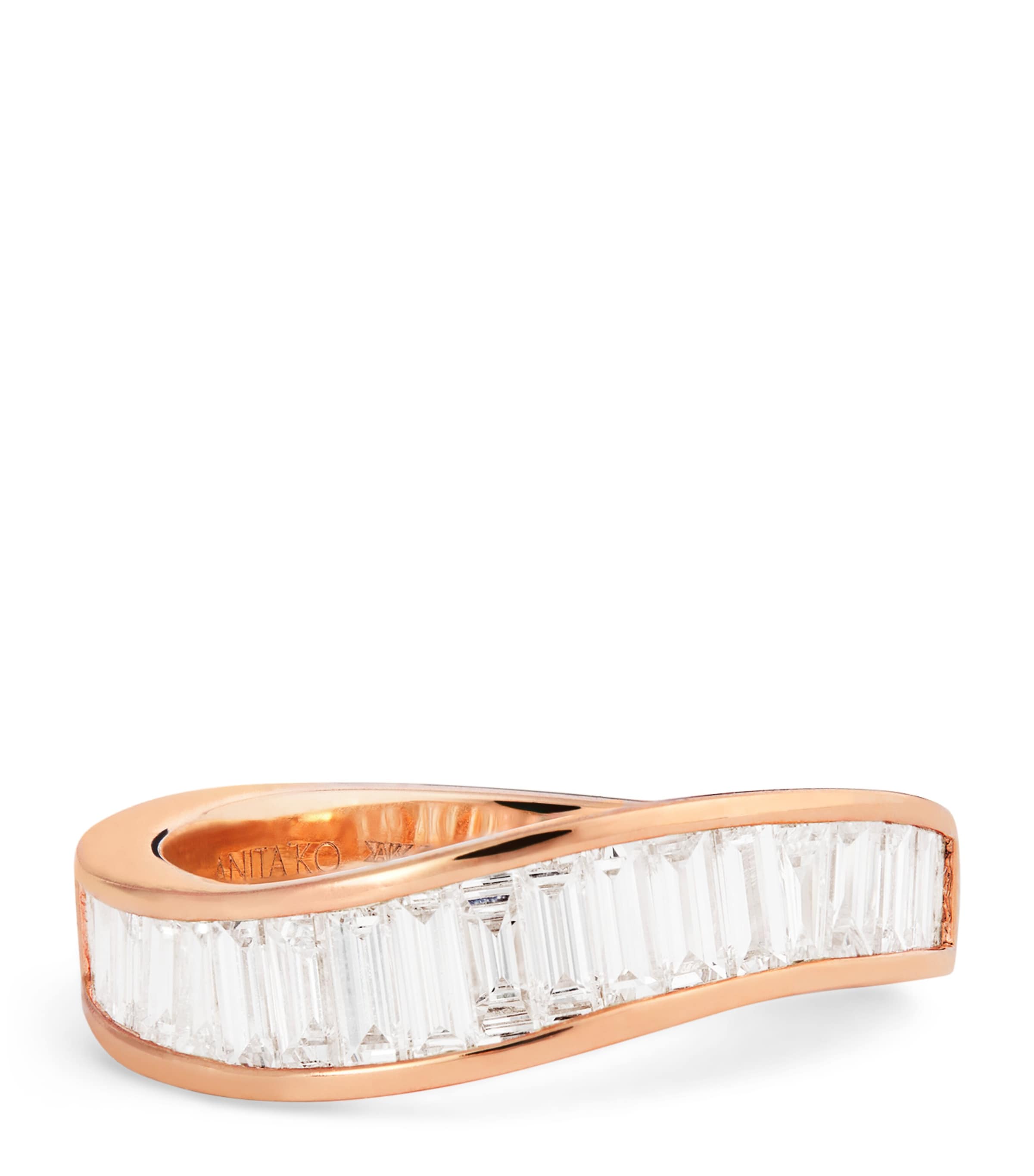 Anita Ko Rose Gold And Diamond Wave Ring In Rose Gold