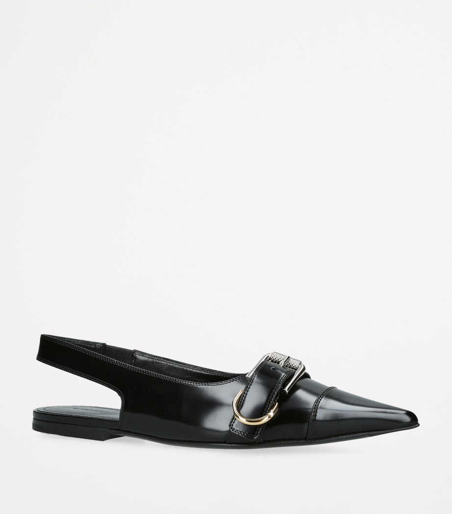 Leather Voyou Slingback Flats BLACK Image 3