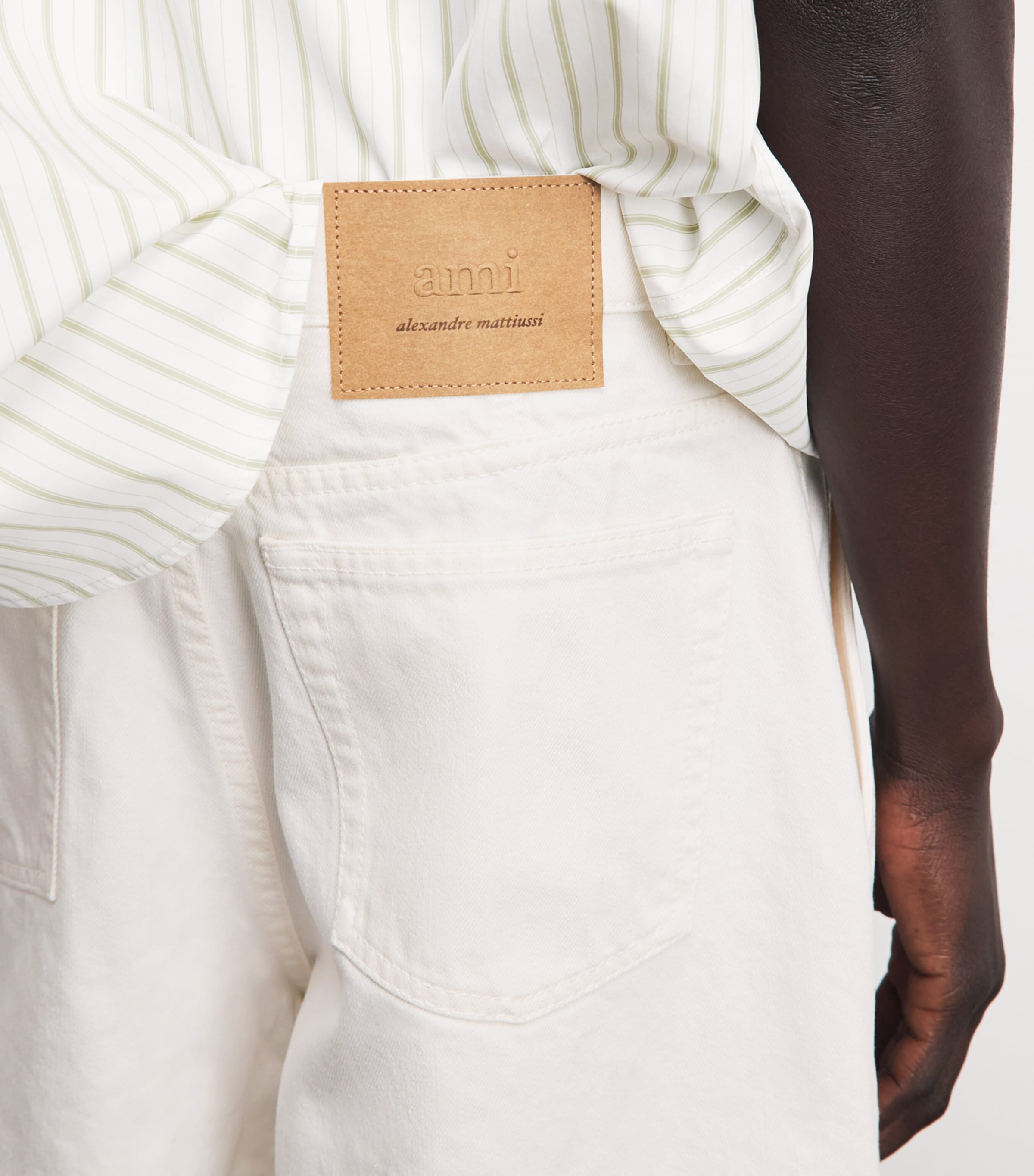 AMI Paris Mens Cotton Oversized Bermuda Shorts Blanc Creme Image 3