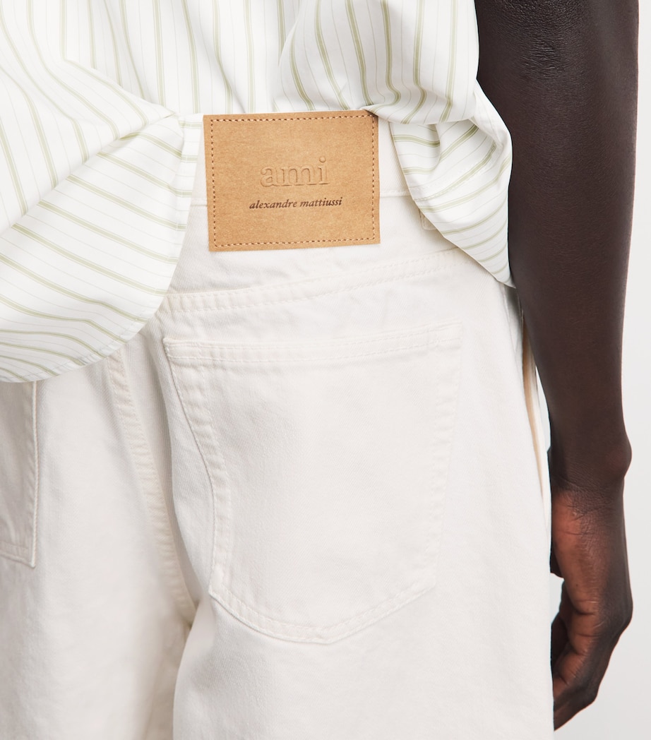 AMI Paris Mens Cotton Oversized Bermuda Shorts Blanc Creme Image 3