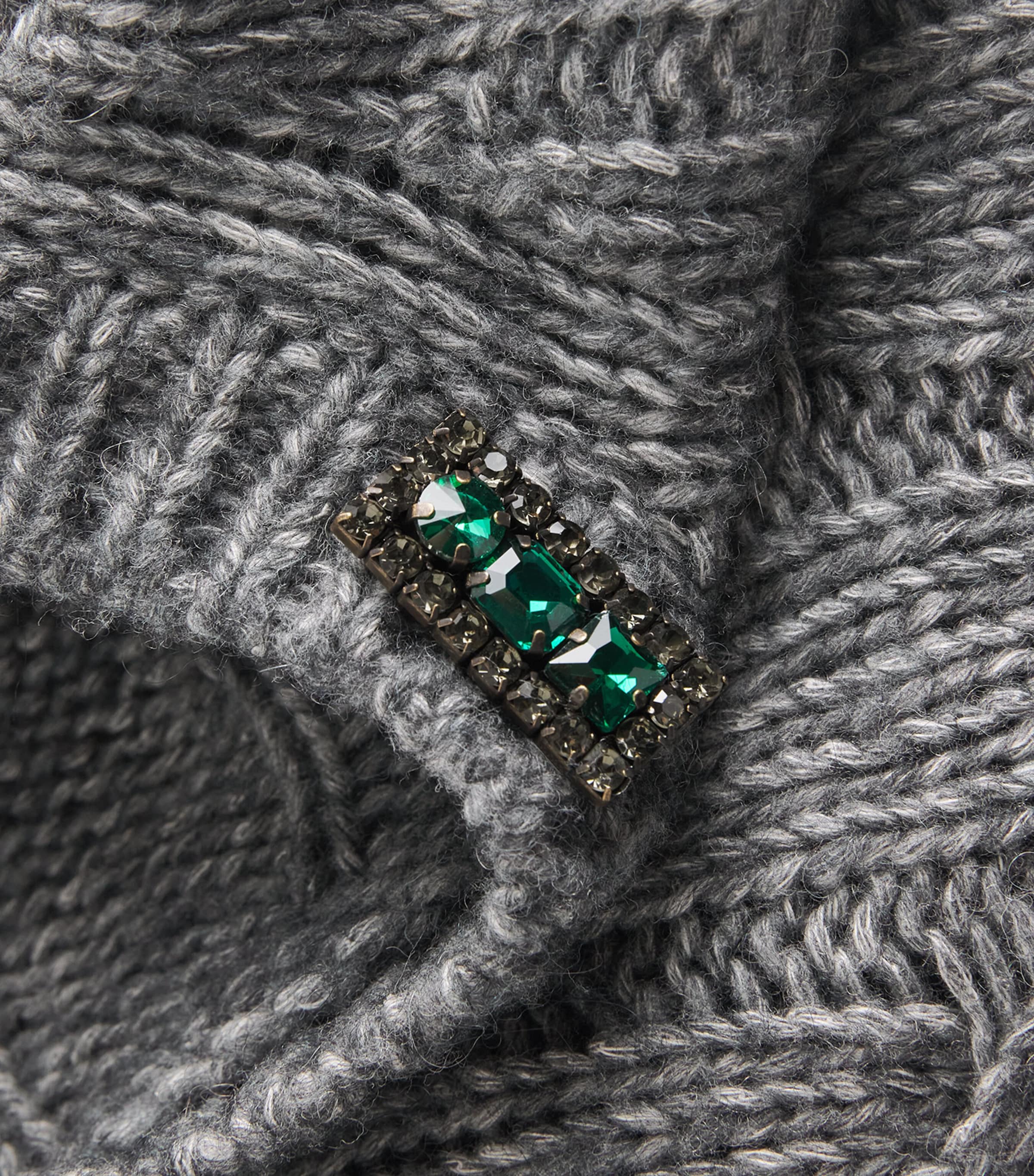 Cotton-Alpaca-Wool Cable-Knit Sweater DARK GREY Image 5