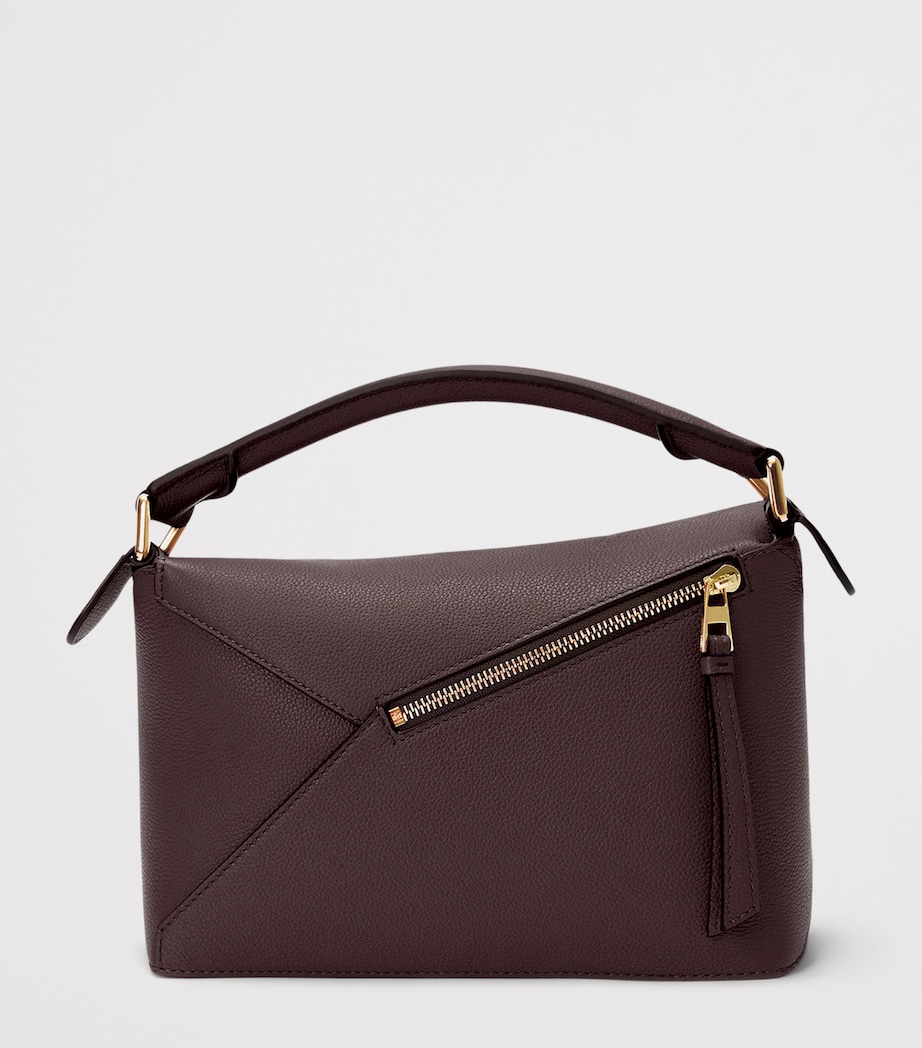 Small Leather Puzzle Edge Top-Handle Bag DARK CHESTNUT Image 5