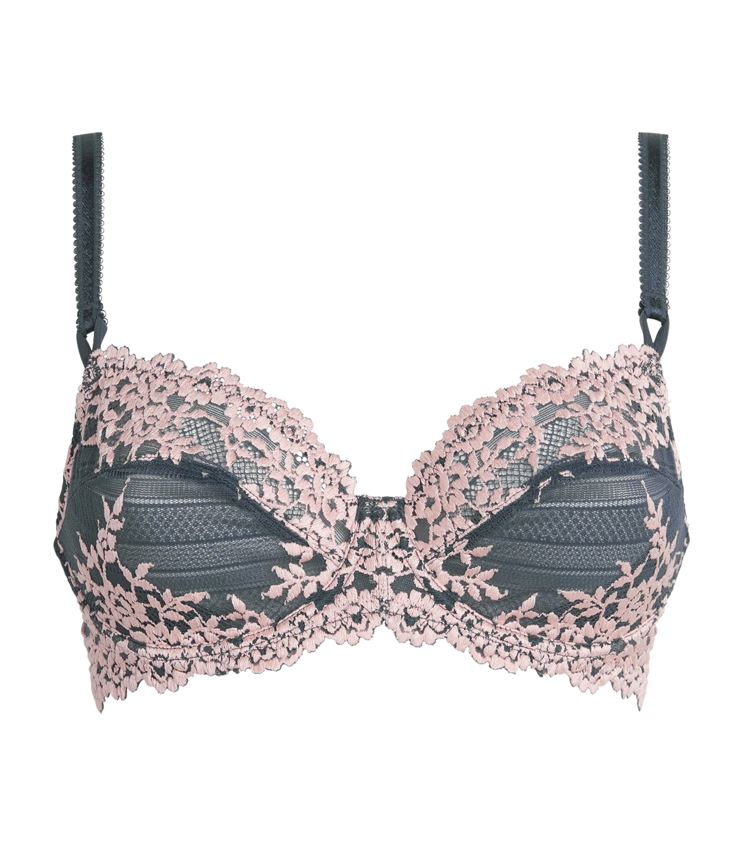 Wacoal Womens Embrace Lace Underwired Bra Drk Slte/cld Pnk Image 1