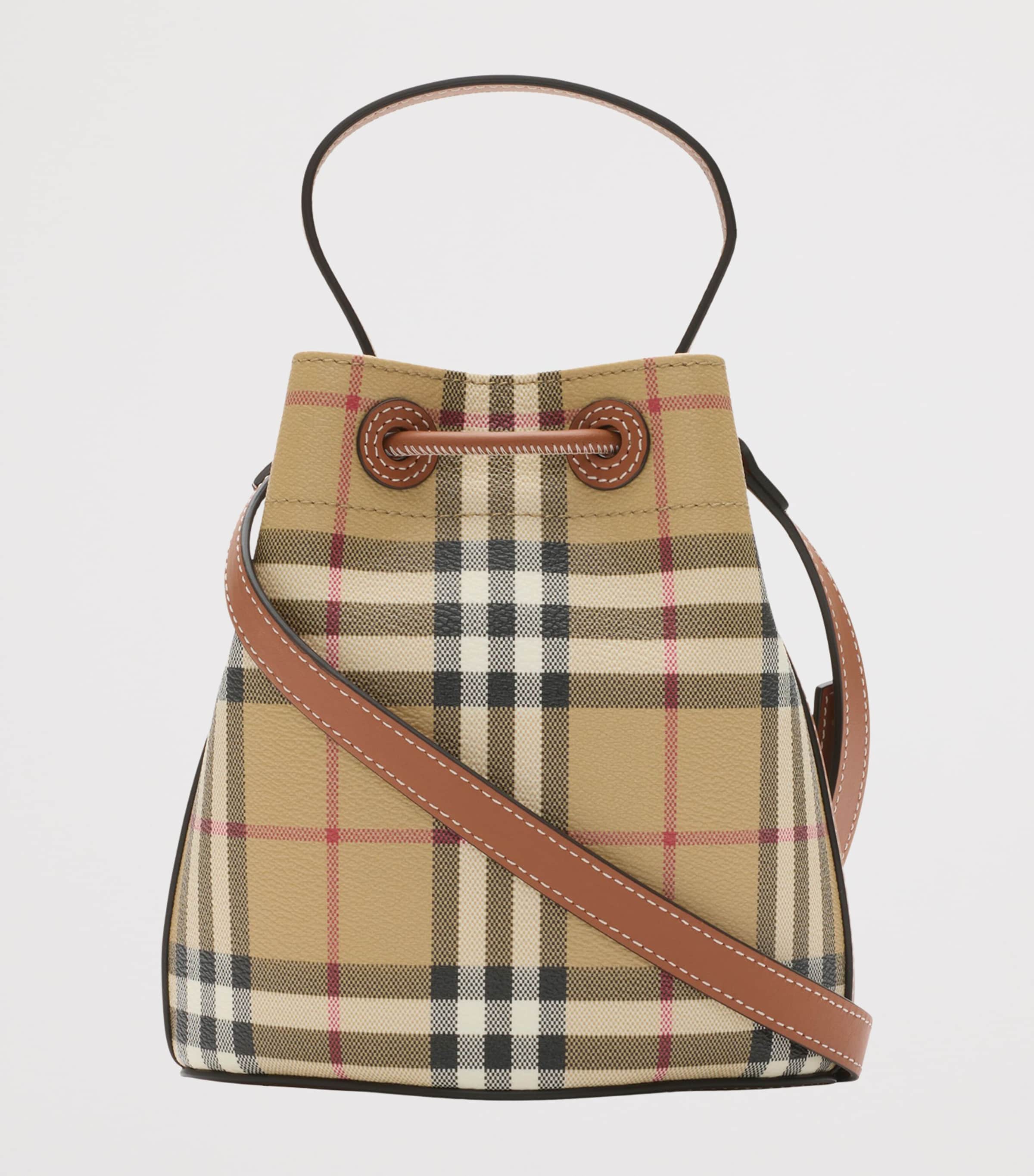 Mini Check Bucket Bag VNTG CHK/BRIAR BROWN Image 5