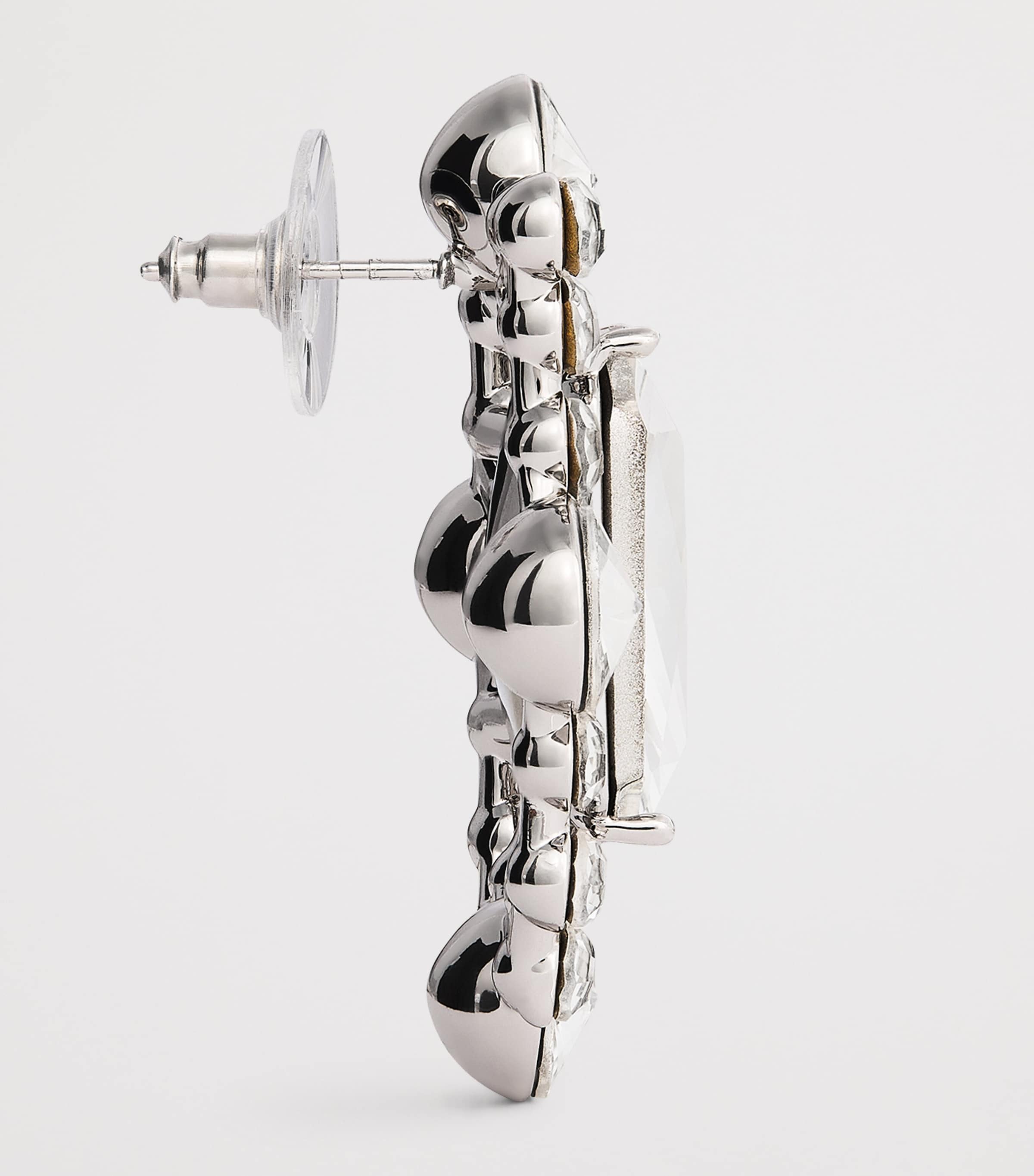 Self-Portrait Crystal Cluster Drop Earrings Silver Image 5