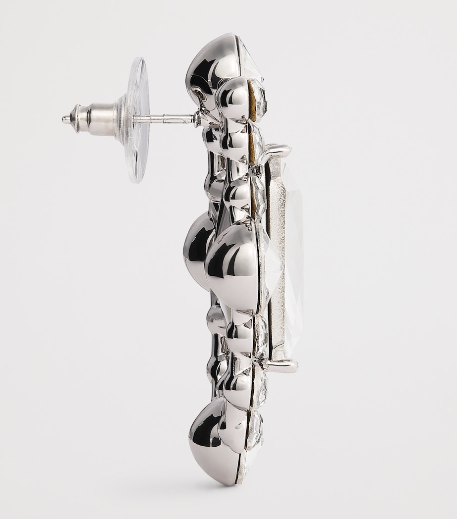 Self-Portrait Crystal Cluster Drop Earrings Silver Image 5