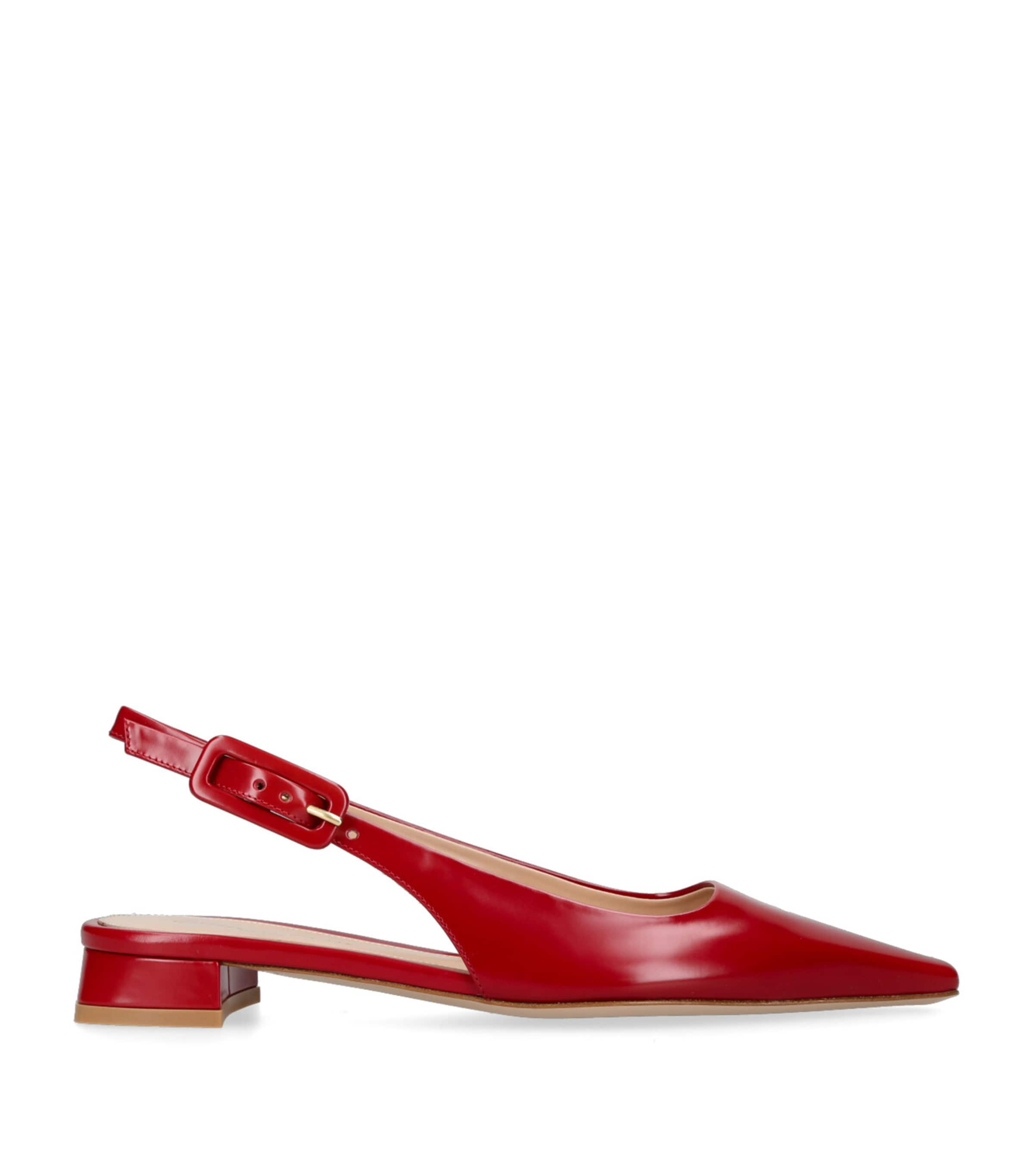 Shop Gianvito Rossi Leather Tokio Slingback Flats In Red