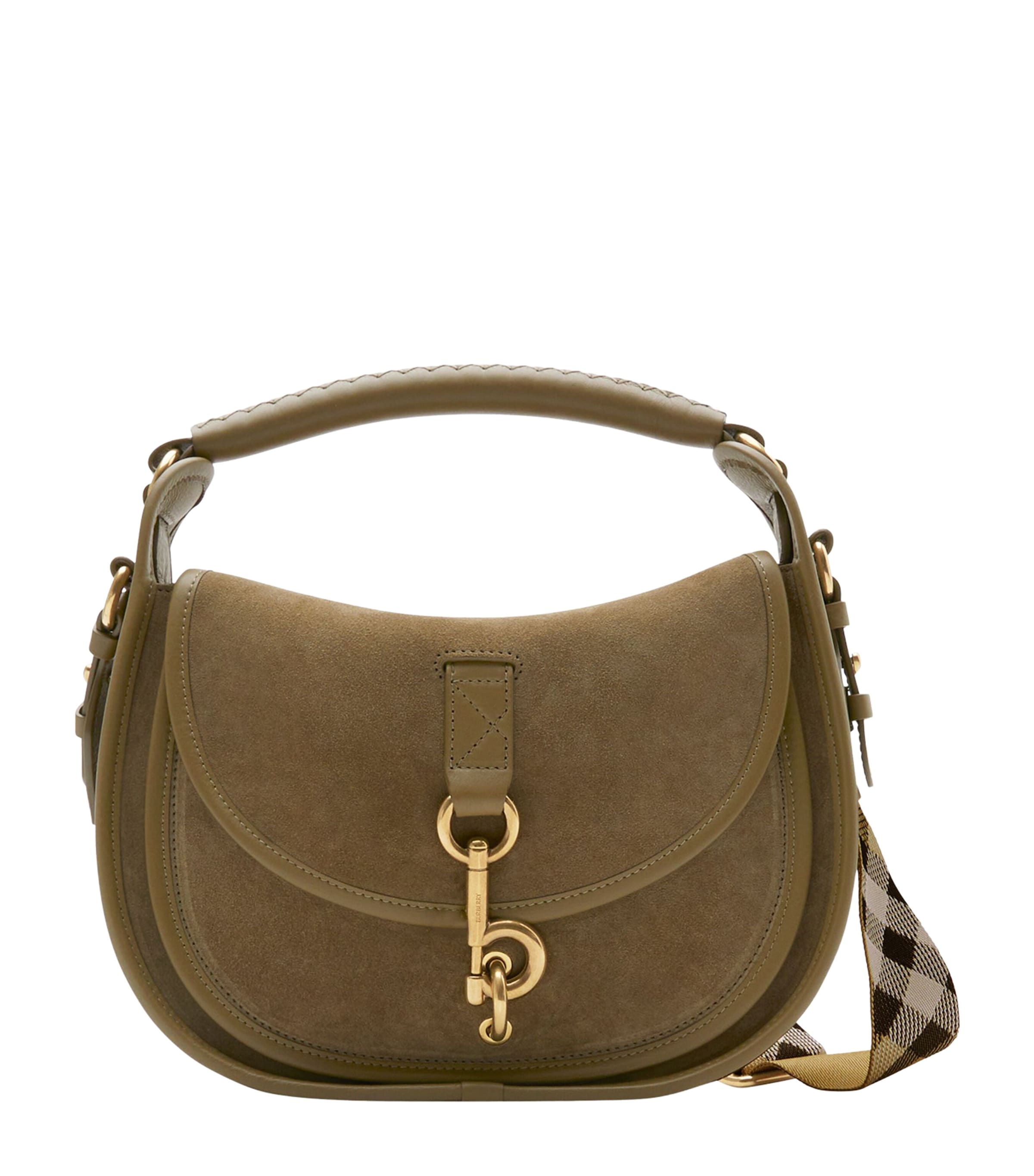 Burberry Small Suede B Clip Messenger Bag In Brown