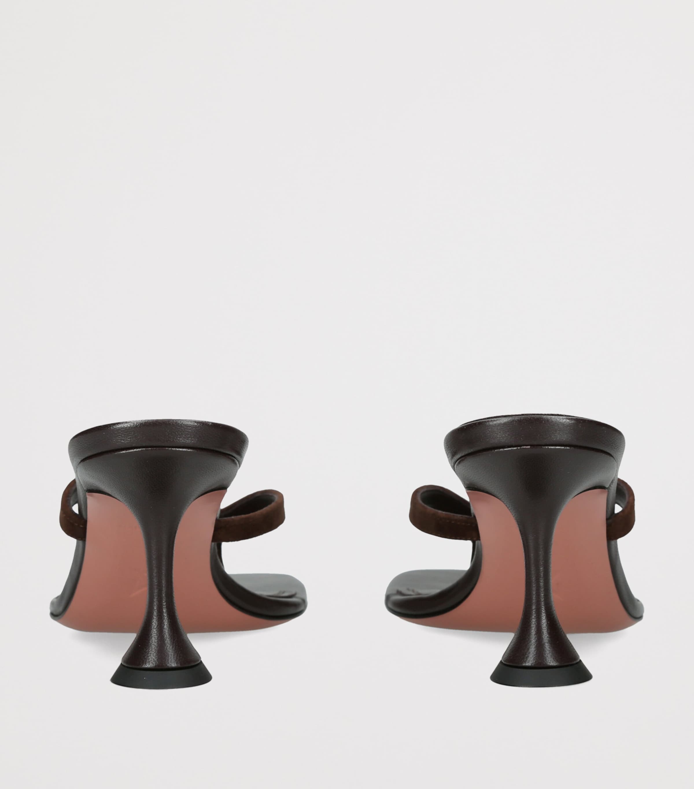 Amina Muaddi Suede Juliette Heeled Sandals 70 Dark Brown Image 4
