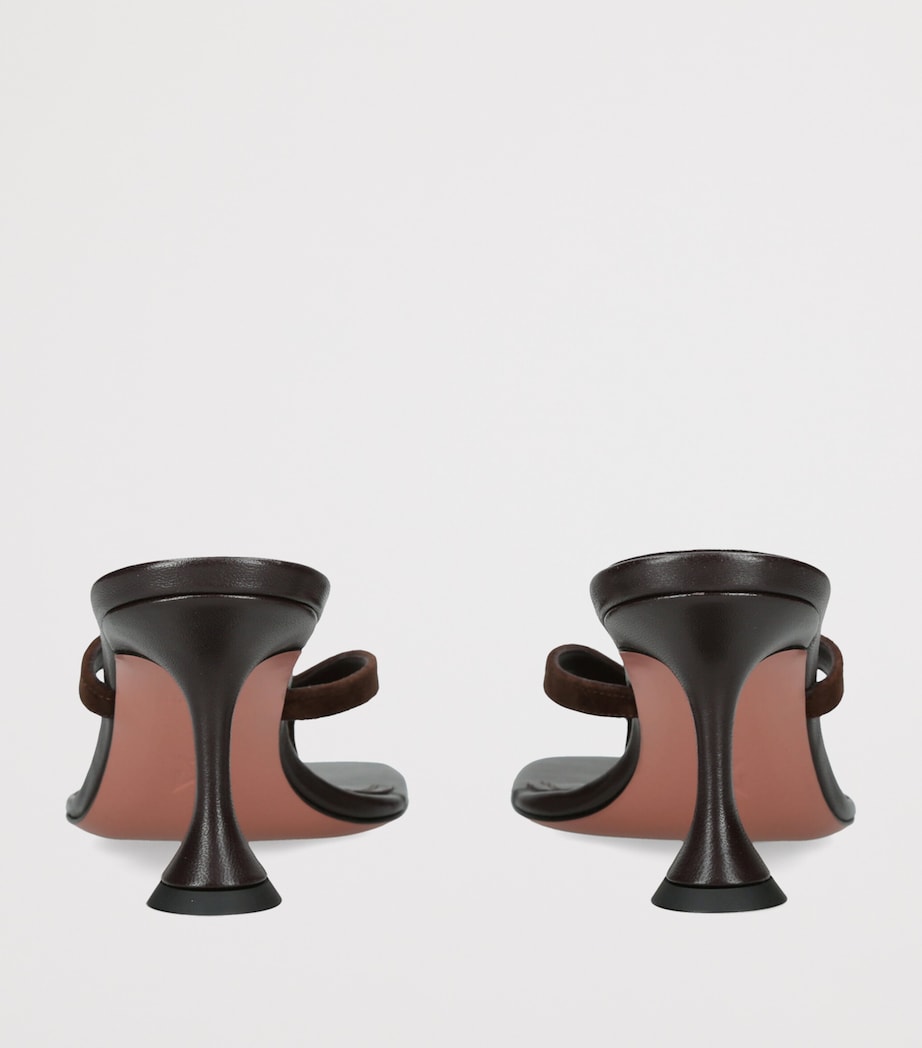 Amina Muaddi Suede Juliette Heeled Sandals 70 Dark Brown Image 4