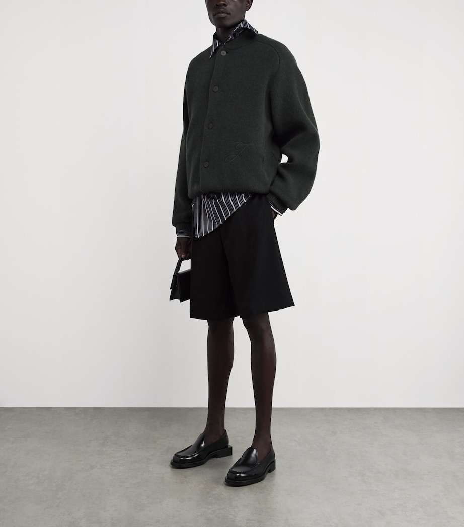 Stretch-Wool Ovalu Shorts 990-BLACK Image 2