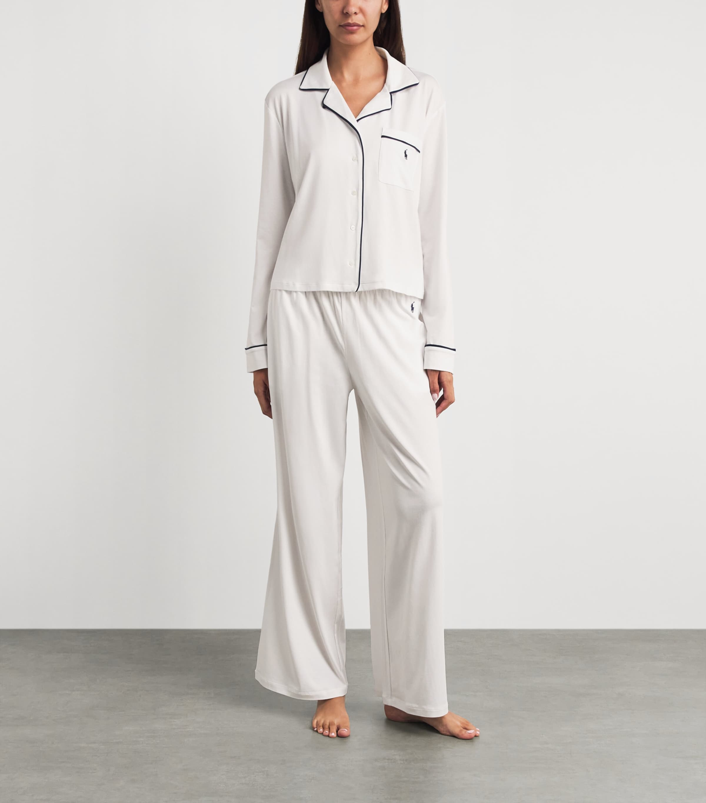 Polo Ralph Lauren Womens Piping Pyjama Set White Cloud Image 2