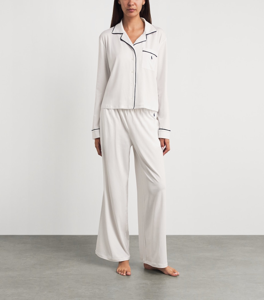 Polo Ralph Lauren Womens Piping Pyjama Set White Cloud Image 2