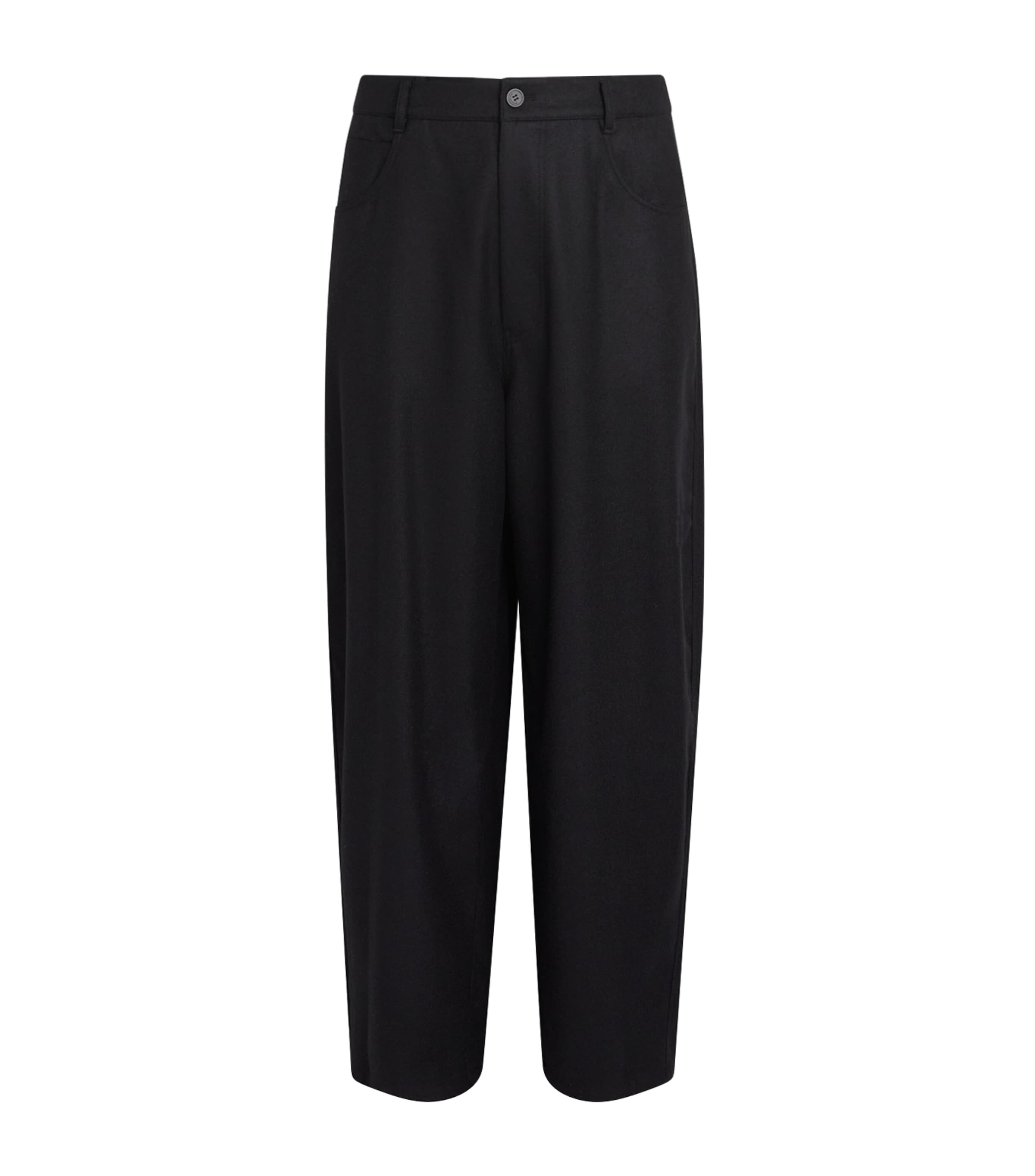 Le 17 Septembre Mens Wool Barrel-Leg Trousers Black Image 1