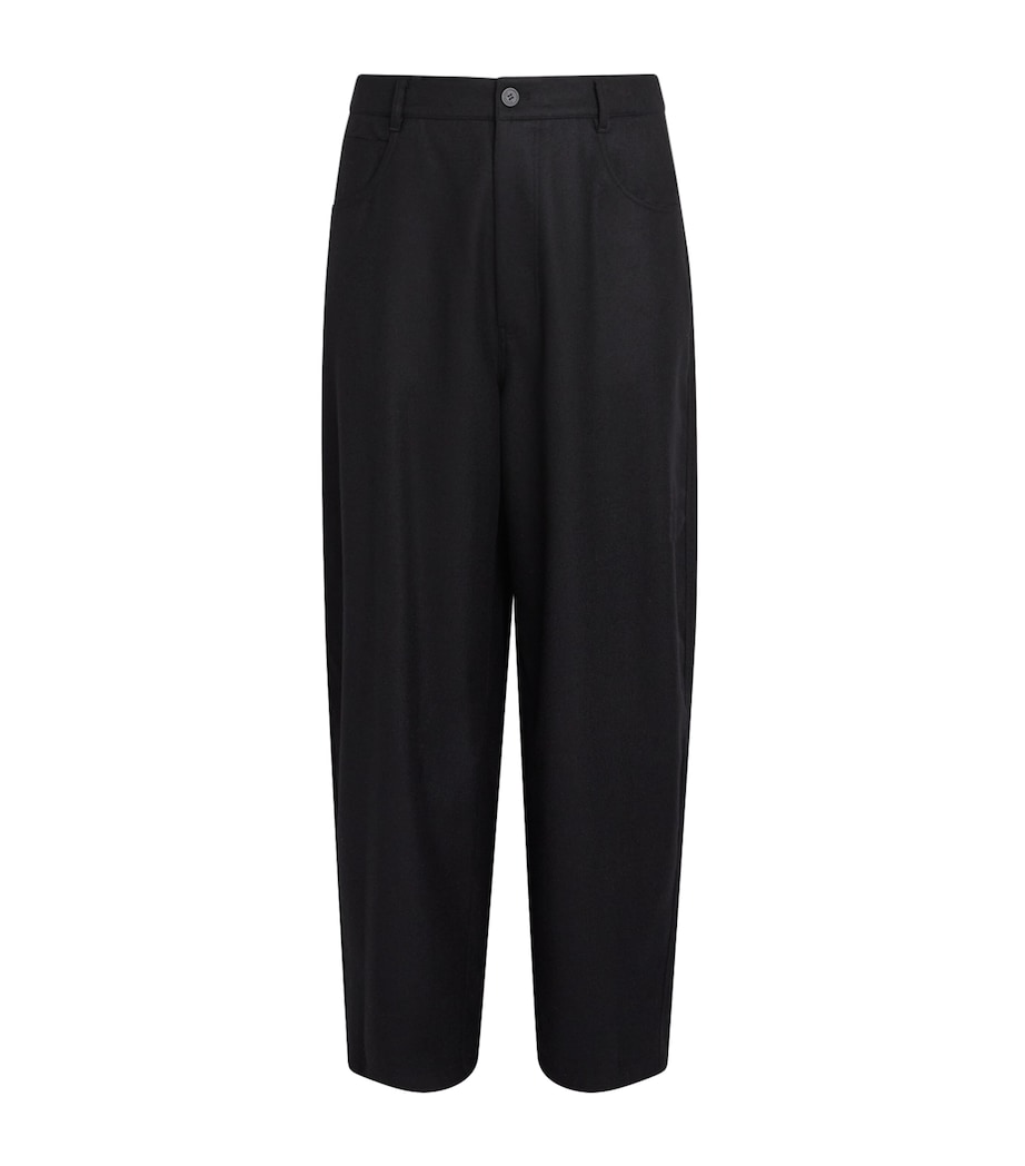 Le 17 Septembre Mens Wool Barrel-Leg Trousers Black Image 1