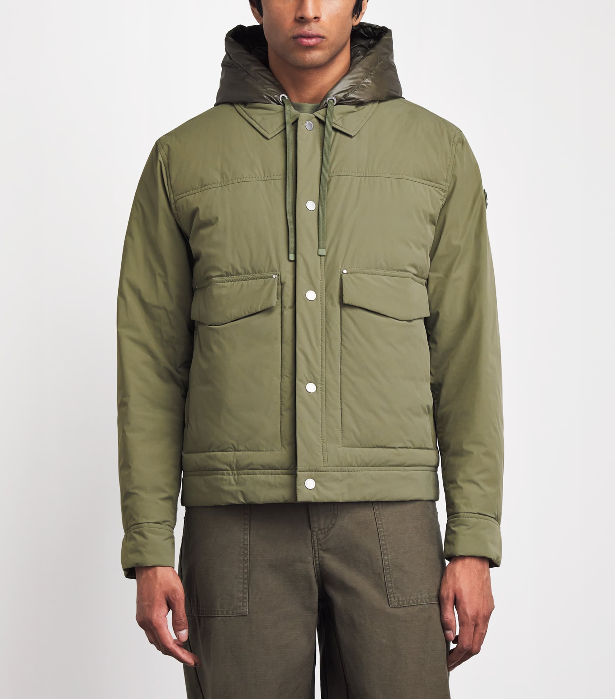 Moose Knuckles Mens Down Brixton Trucker Jacket UPF 50+ Artichoke Image 4